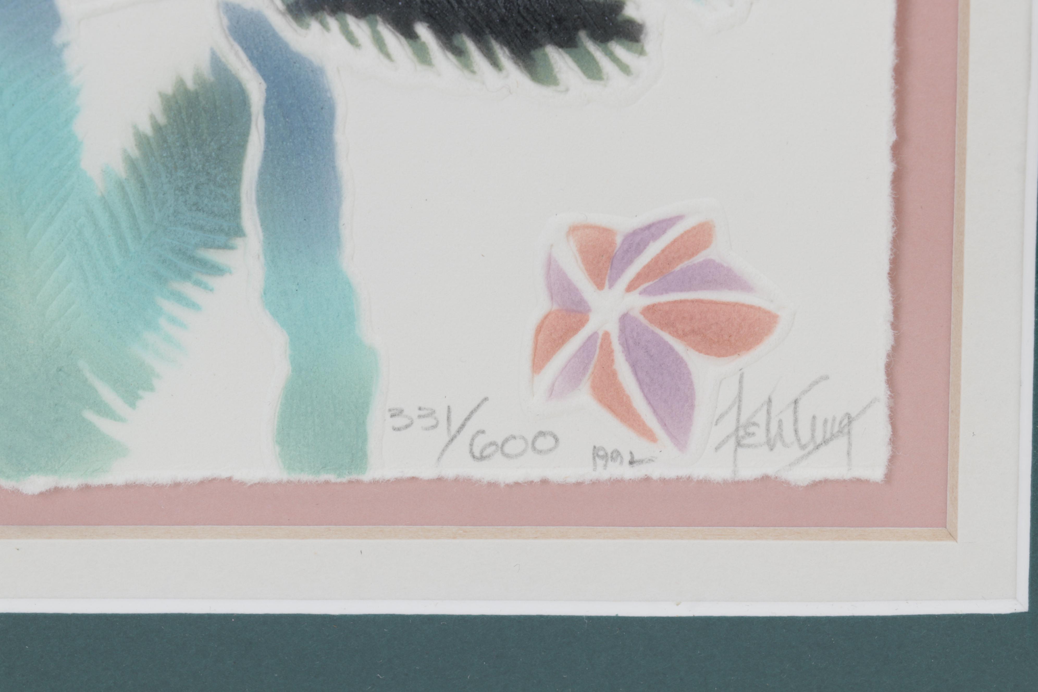 Laura Beatty-Fehling Hand-Colored Embossed Etchings of Fish, Circa 1993