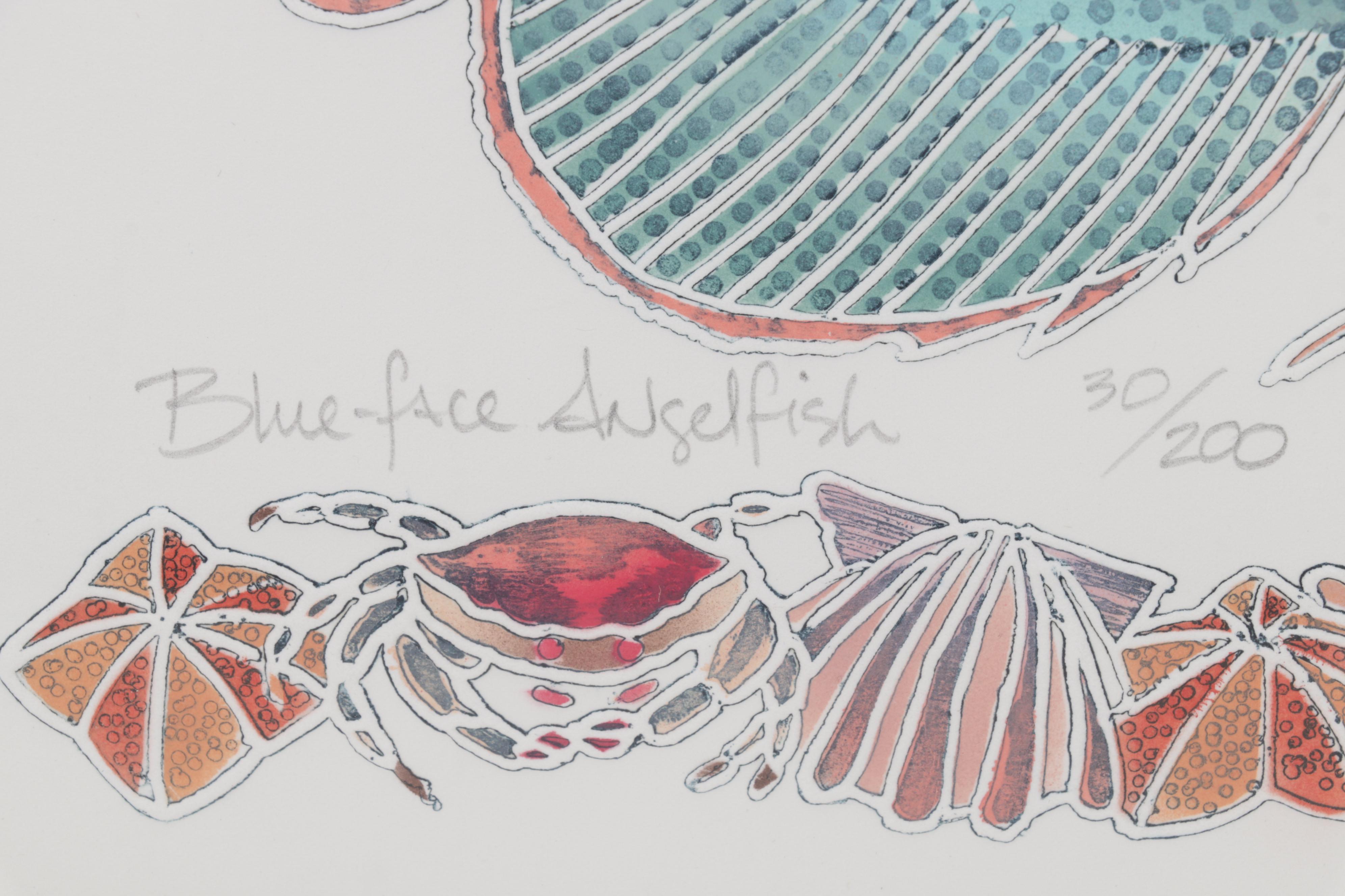 Laura Beatty-Fehling Hand-Colored Embossed Etchings of Fish, Circa 1993