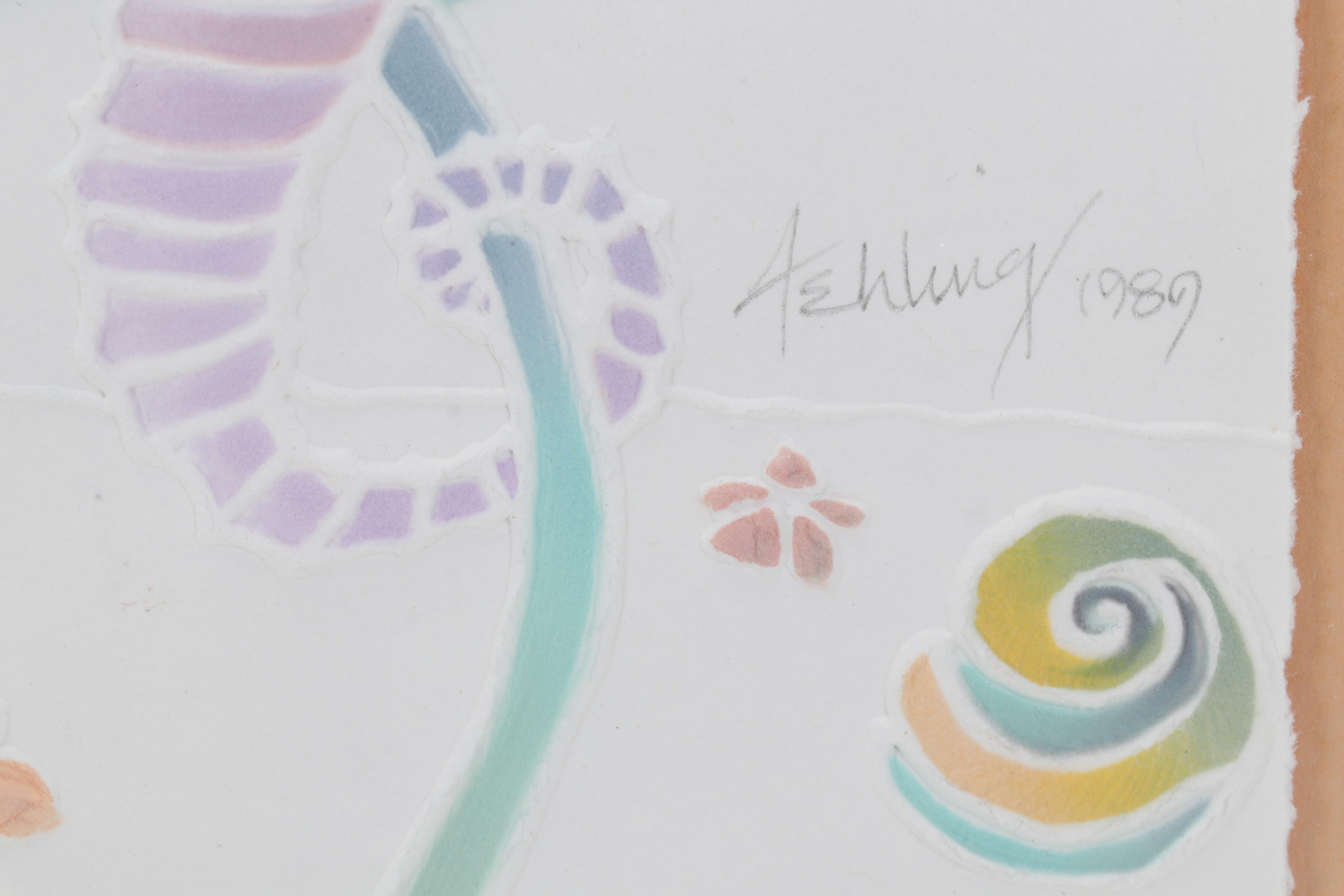 Laura Beatty-Fehling Hand-Colored Embossed Etchings of Fish, Circa 1993