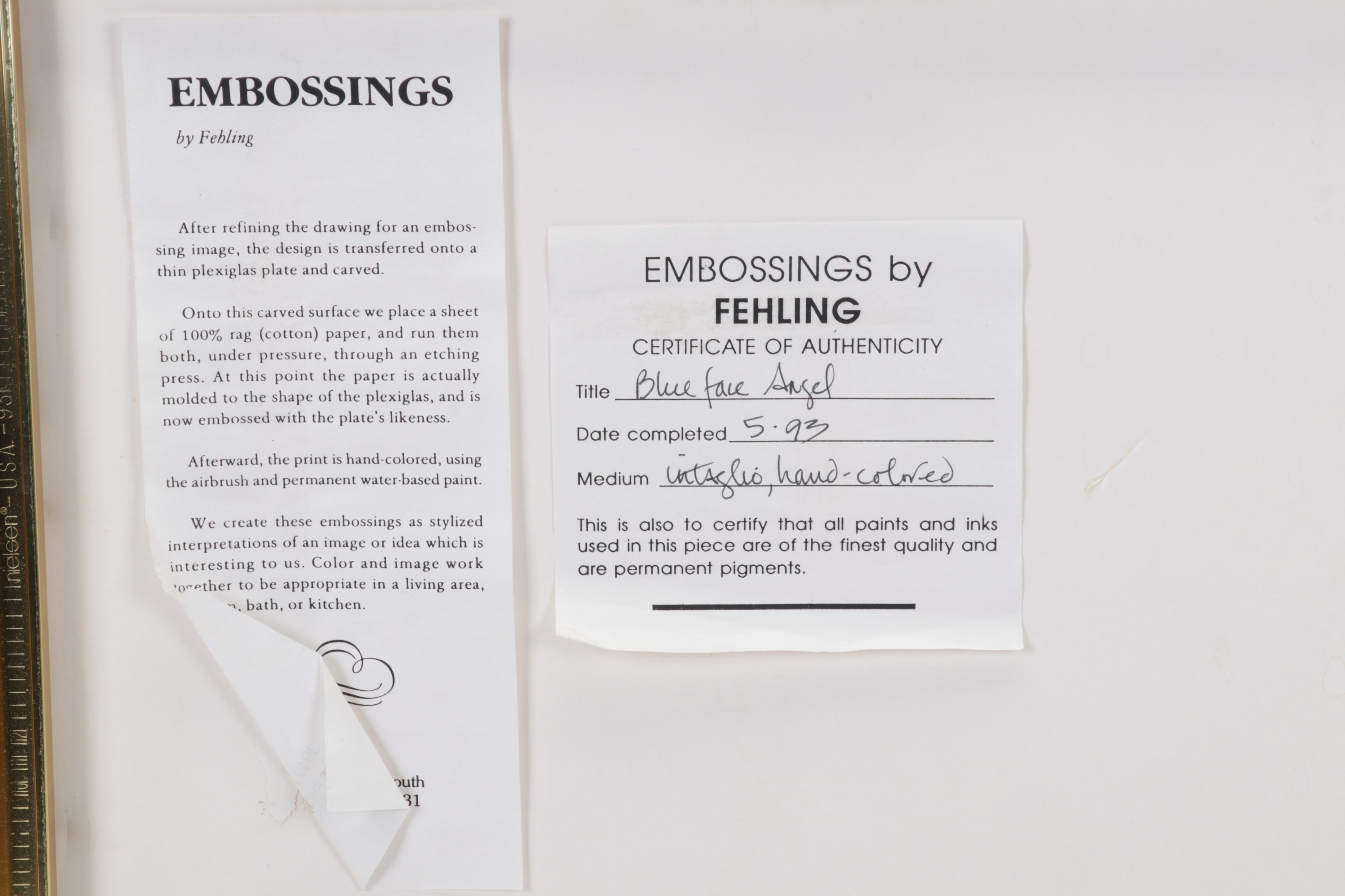 Laura Beatty-Fehling Hand-Colored Embossed Etchings of Fish, Circa 1993