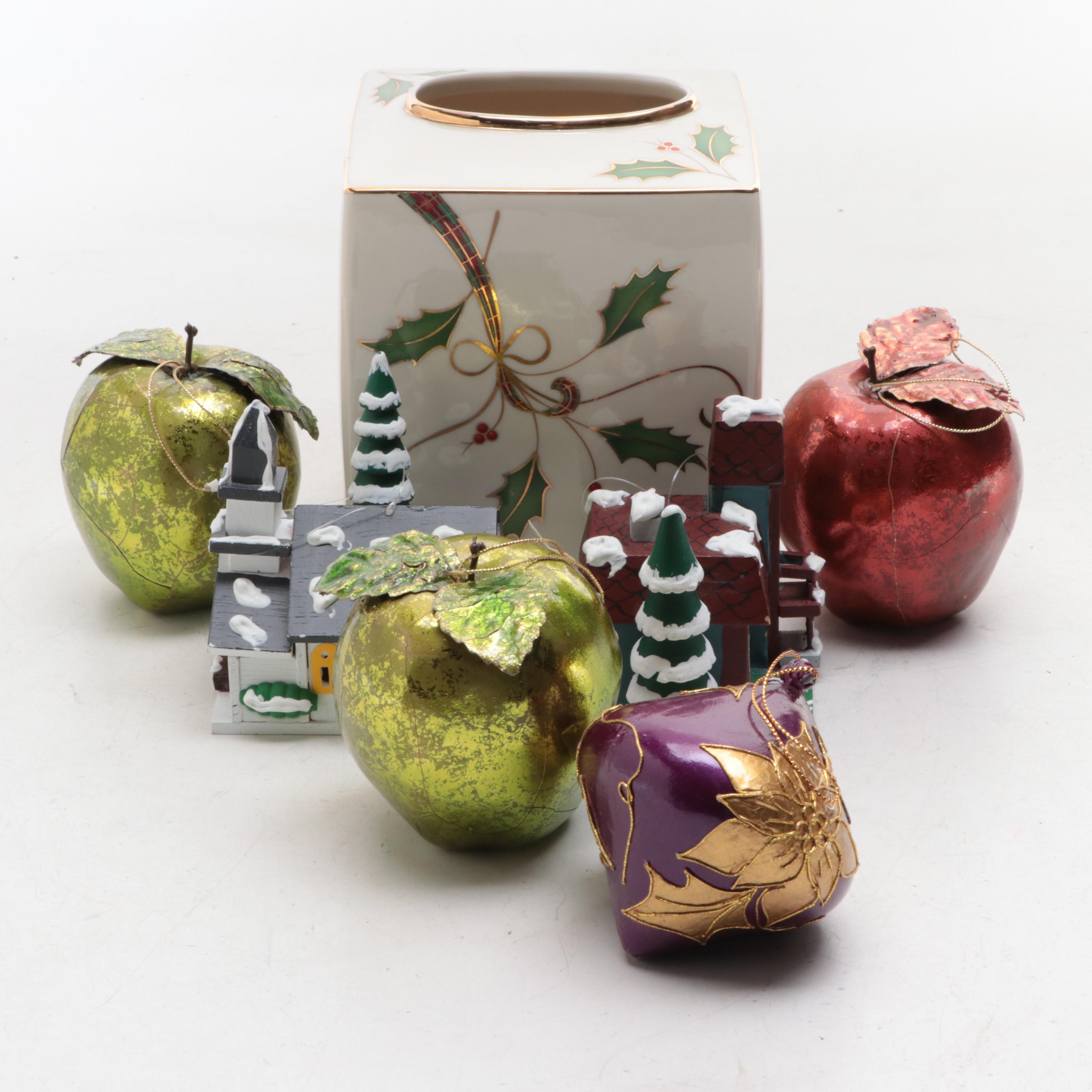 Department 56 Wooden Houses with Other Ornaments and Tissue Box Cover