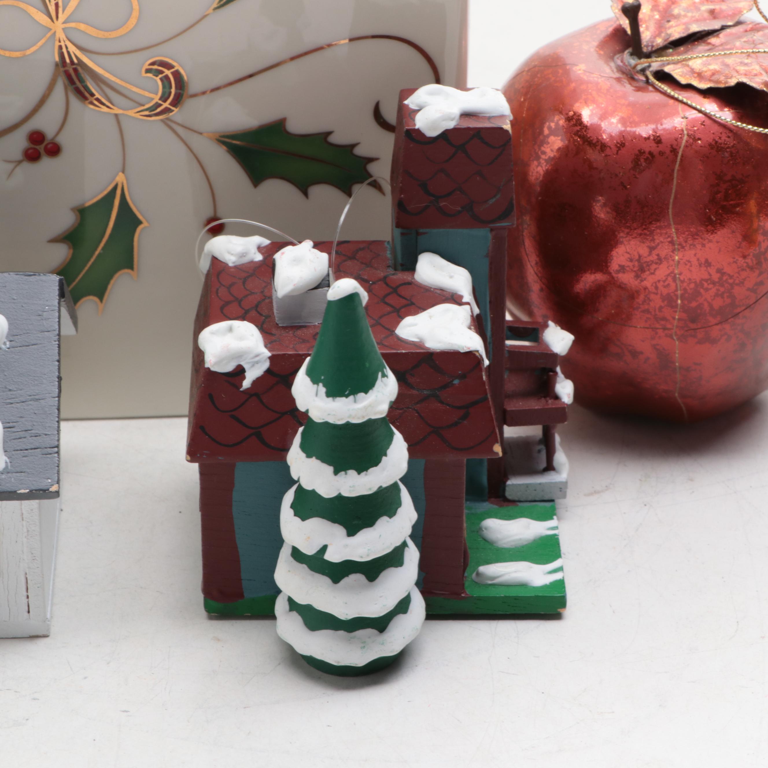 Department 56 Wooden Houses with Other Ornaments and Tissue Box Cover