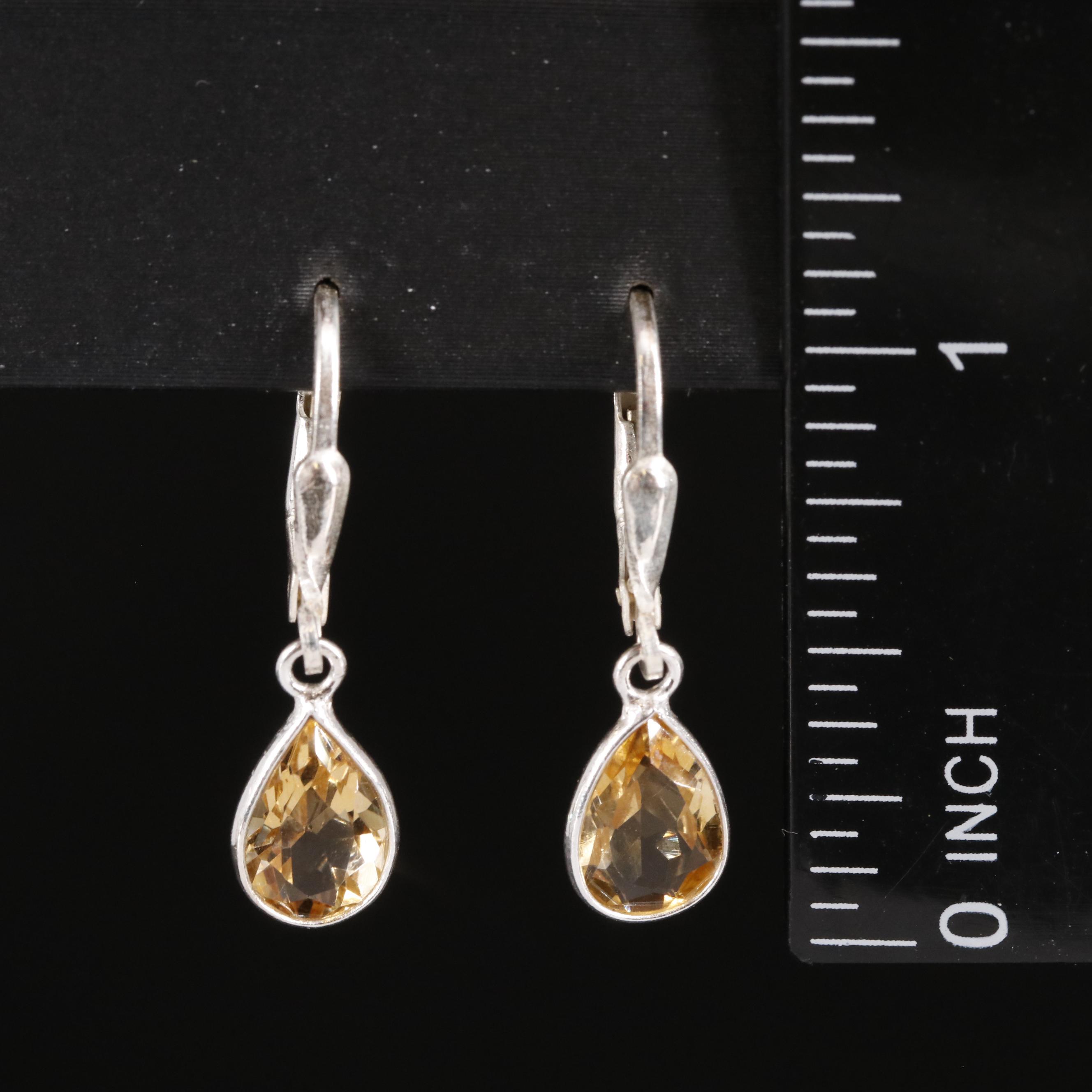 Sterling Citrine Dangle Earrings