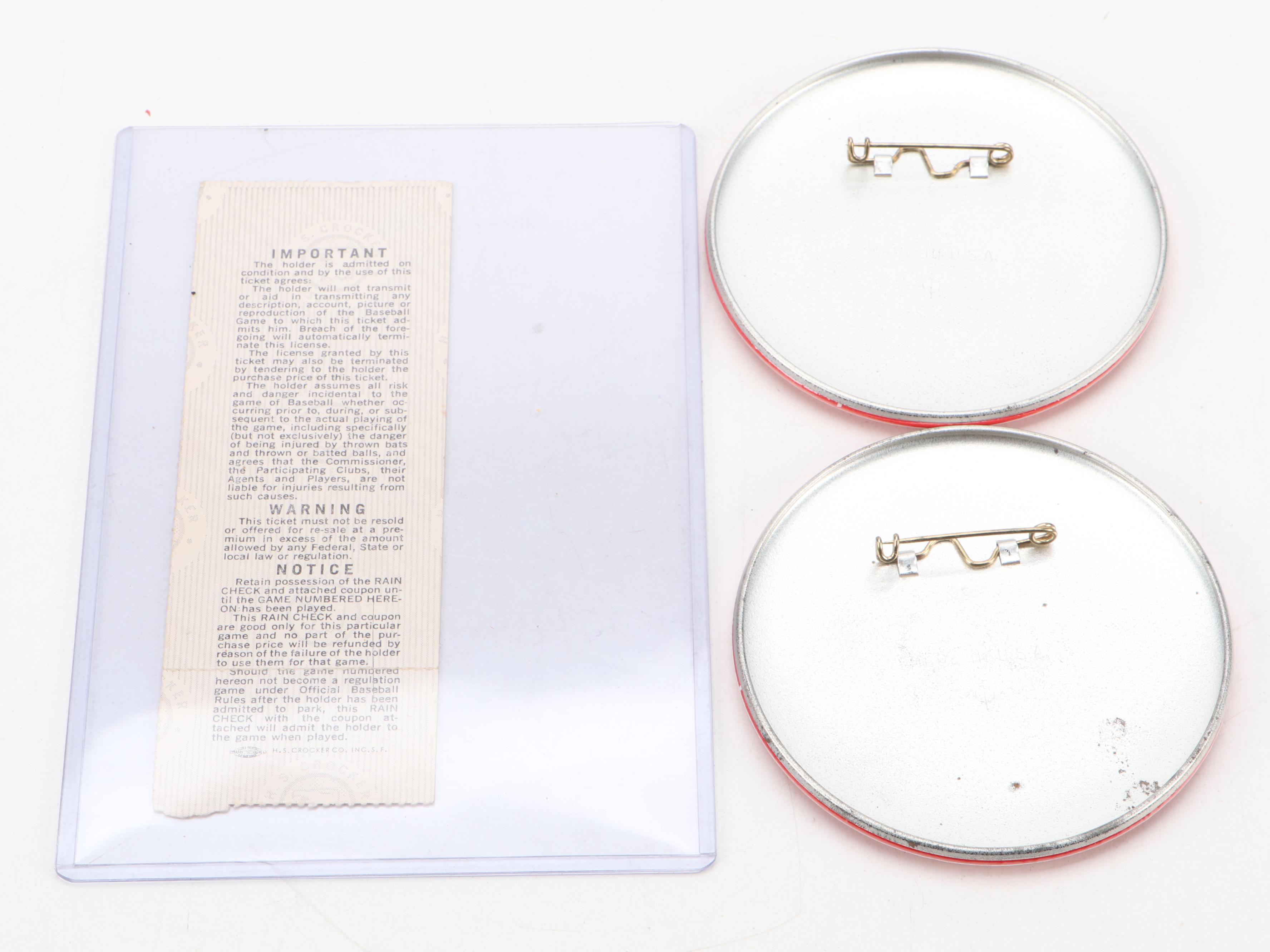 Cincinnati Reds 1975 World Series Ticket, Pennant, Facsimile Baseballs and More