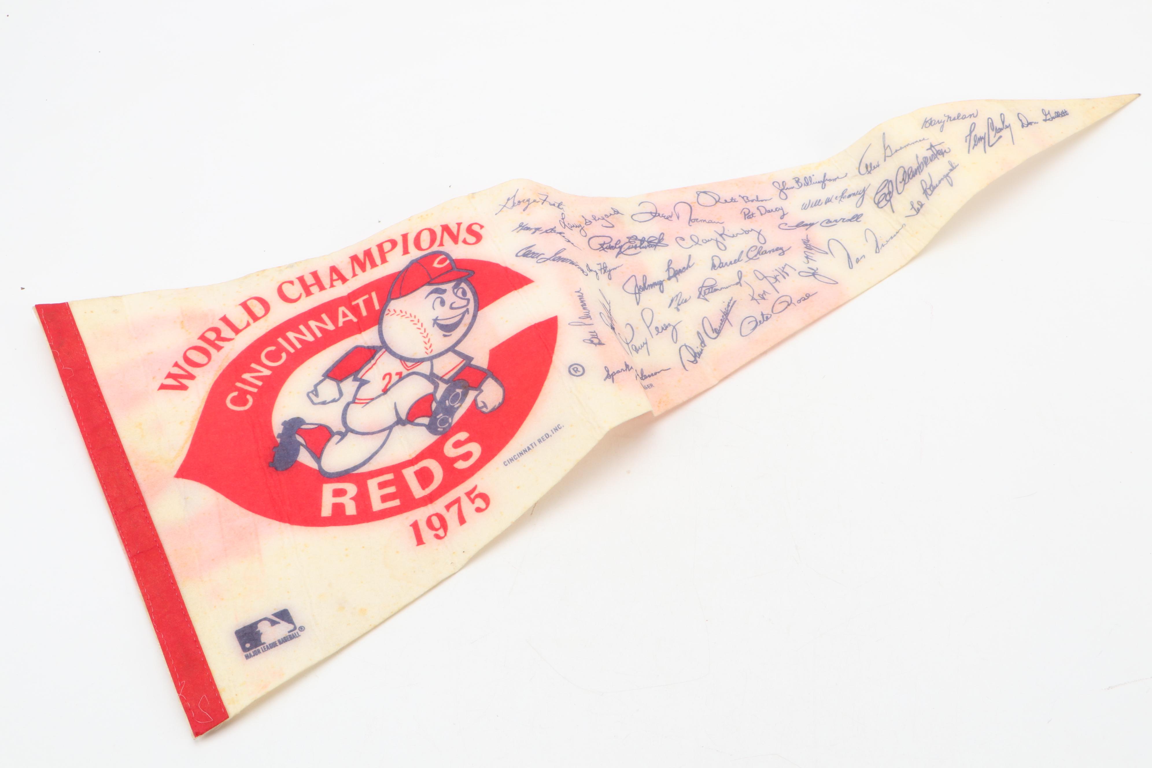Cincinnati Reds 1975 World Series Ticket, Pennant, Facsimile Baseballs and More
