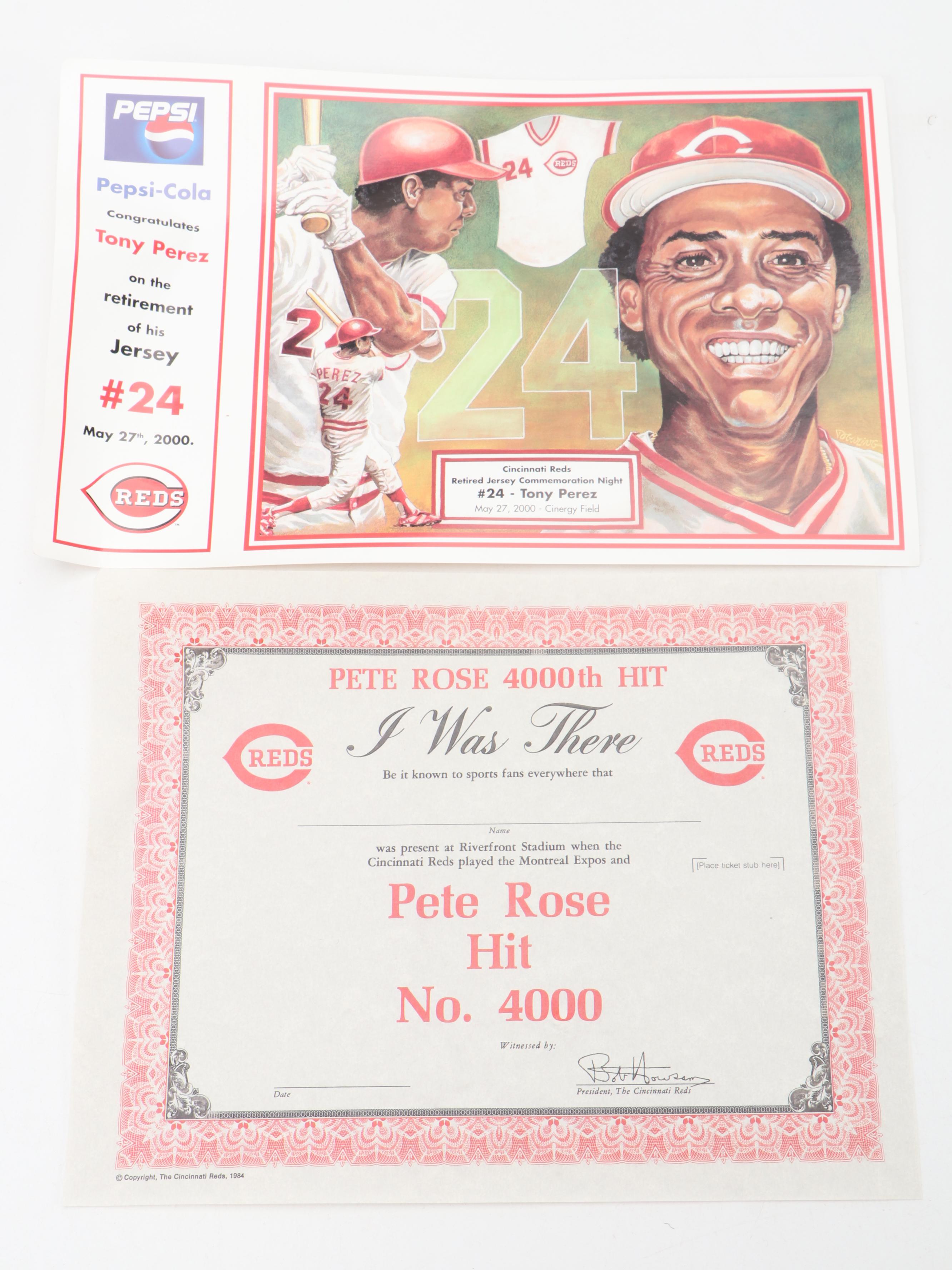 Cincinnati Reds 1975 World Series Ticket, Pennant, Facsimile Baseballs and More
