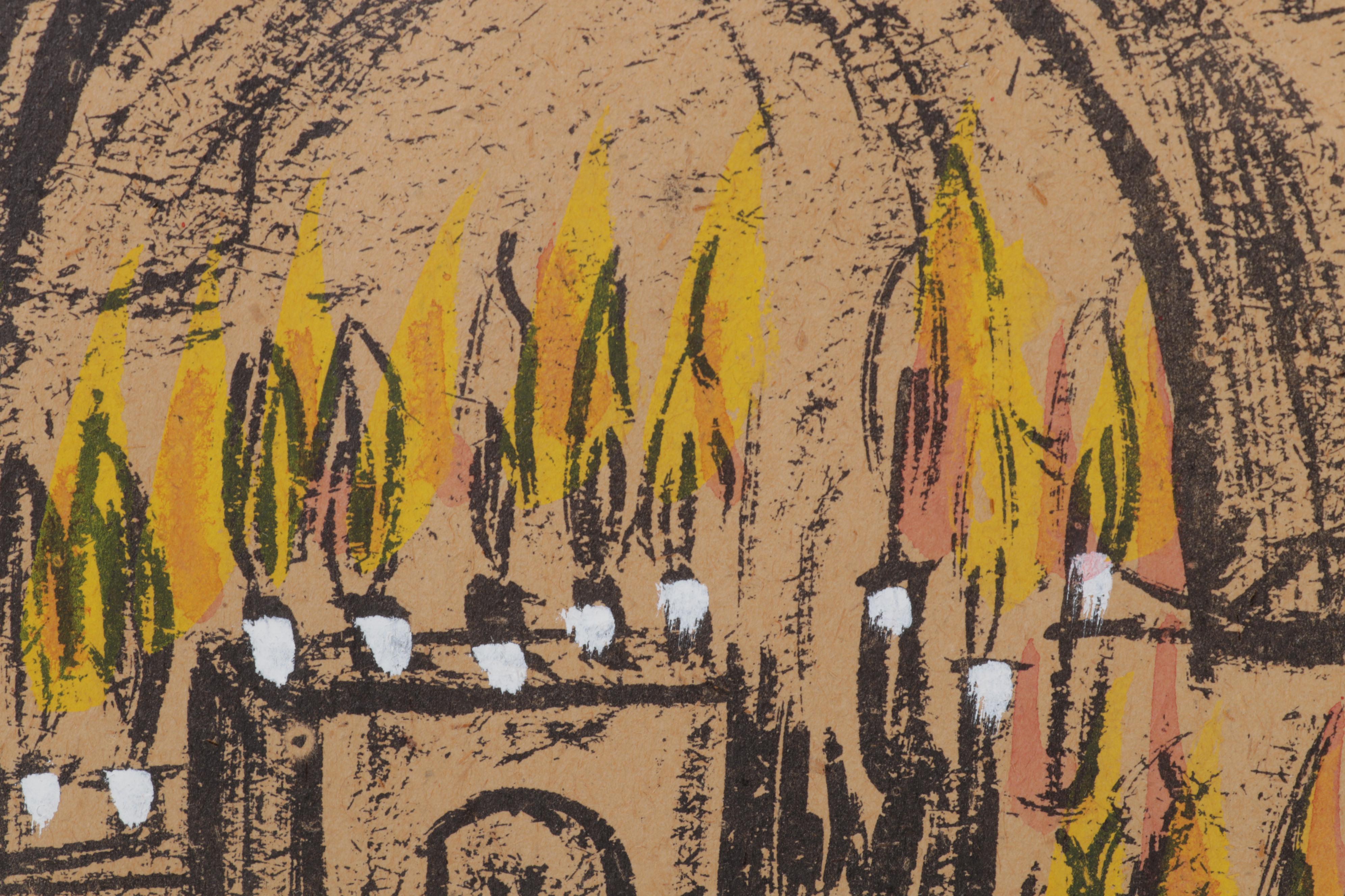 Ted De Grazia Hand-Colored Lithographs of Kneeling Figures, Circa 1965