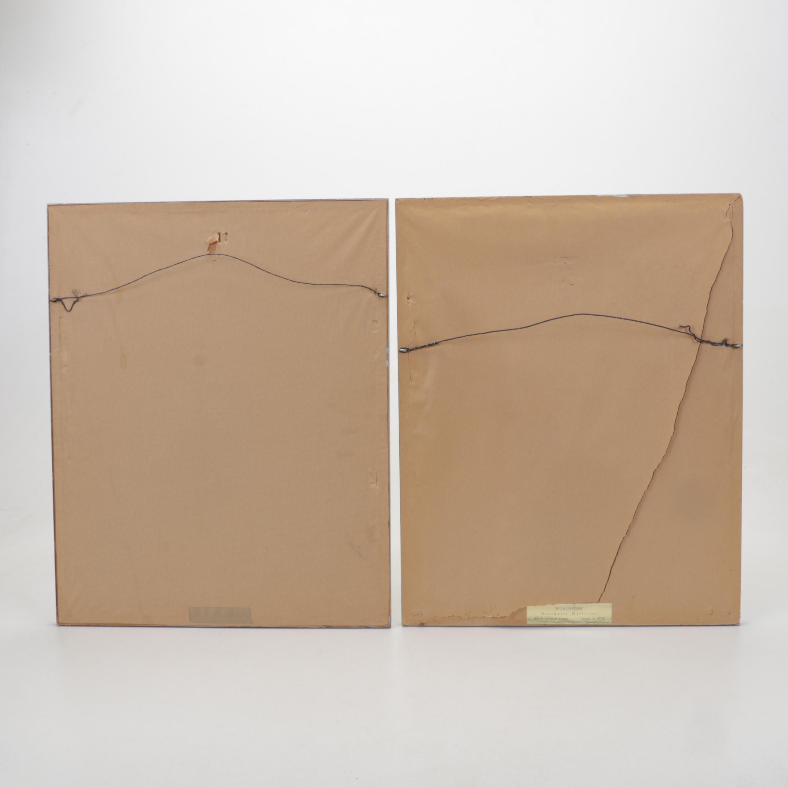 Ted De Grazia Hand-Colored Lithographs of Kneeling Figures, Circa 1965