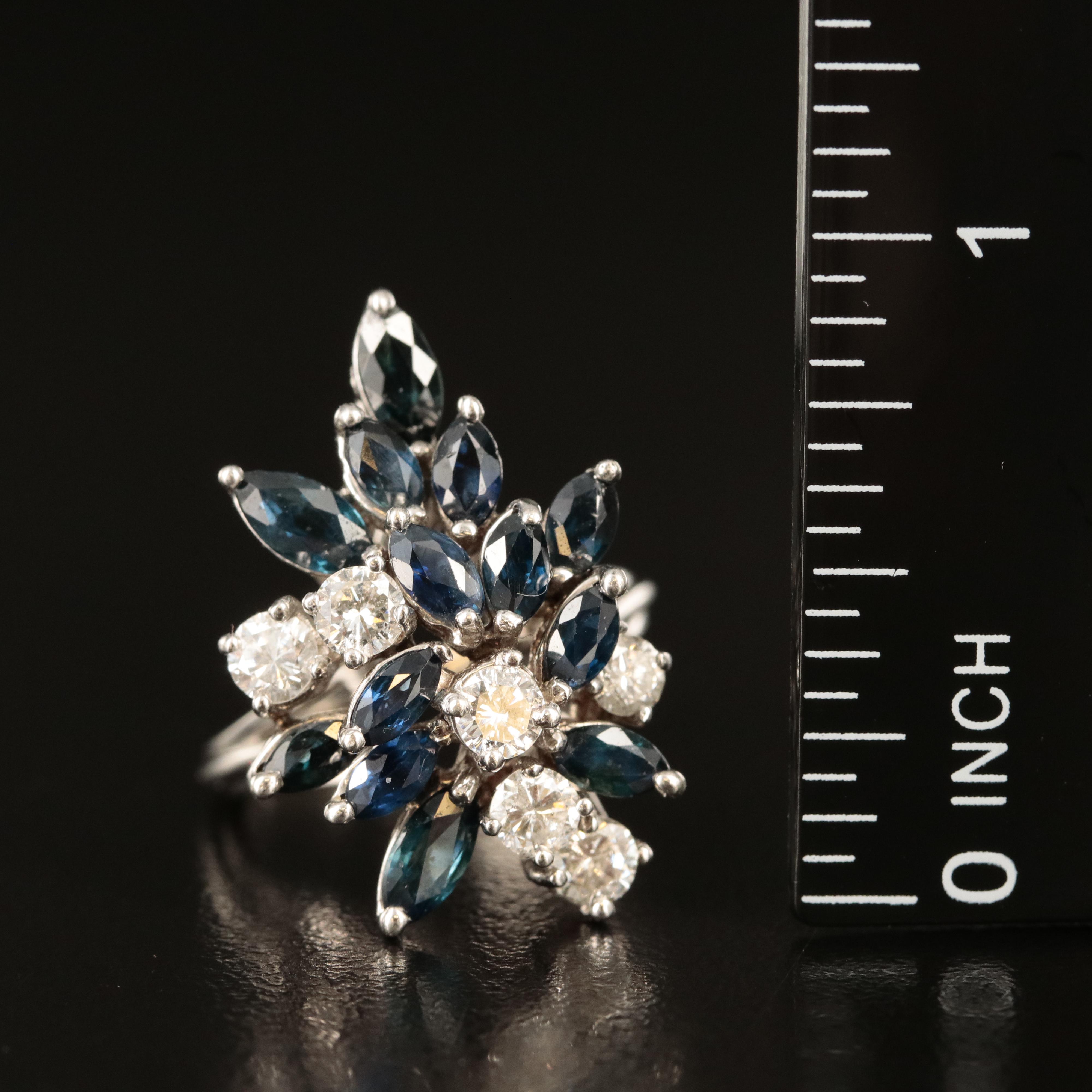 14K Diamond and Sapphire Ring