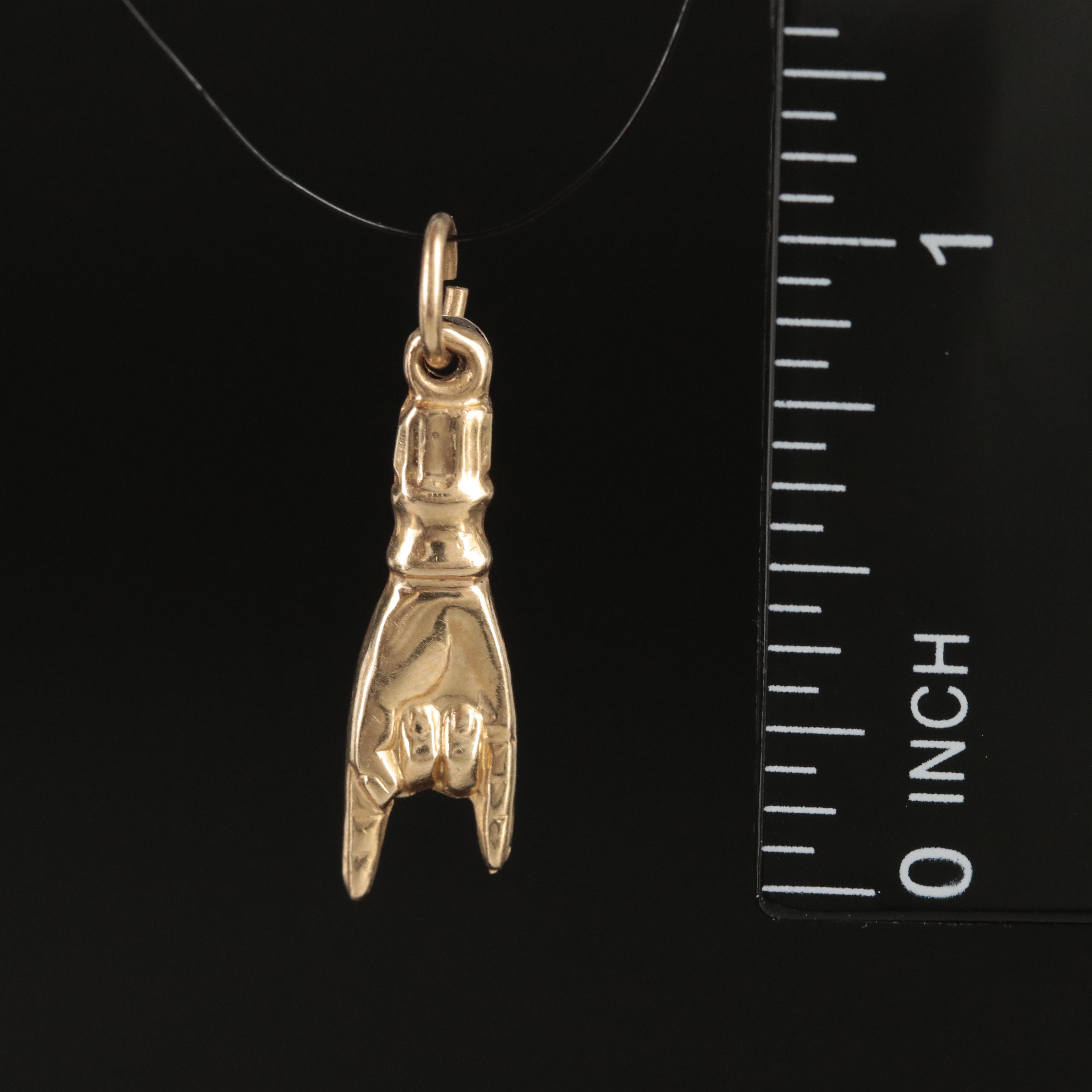 14K Nano Cornuto Protection Charm