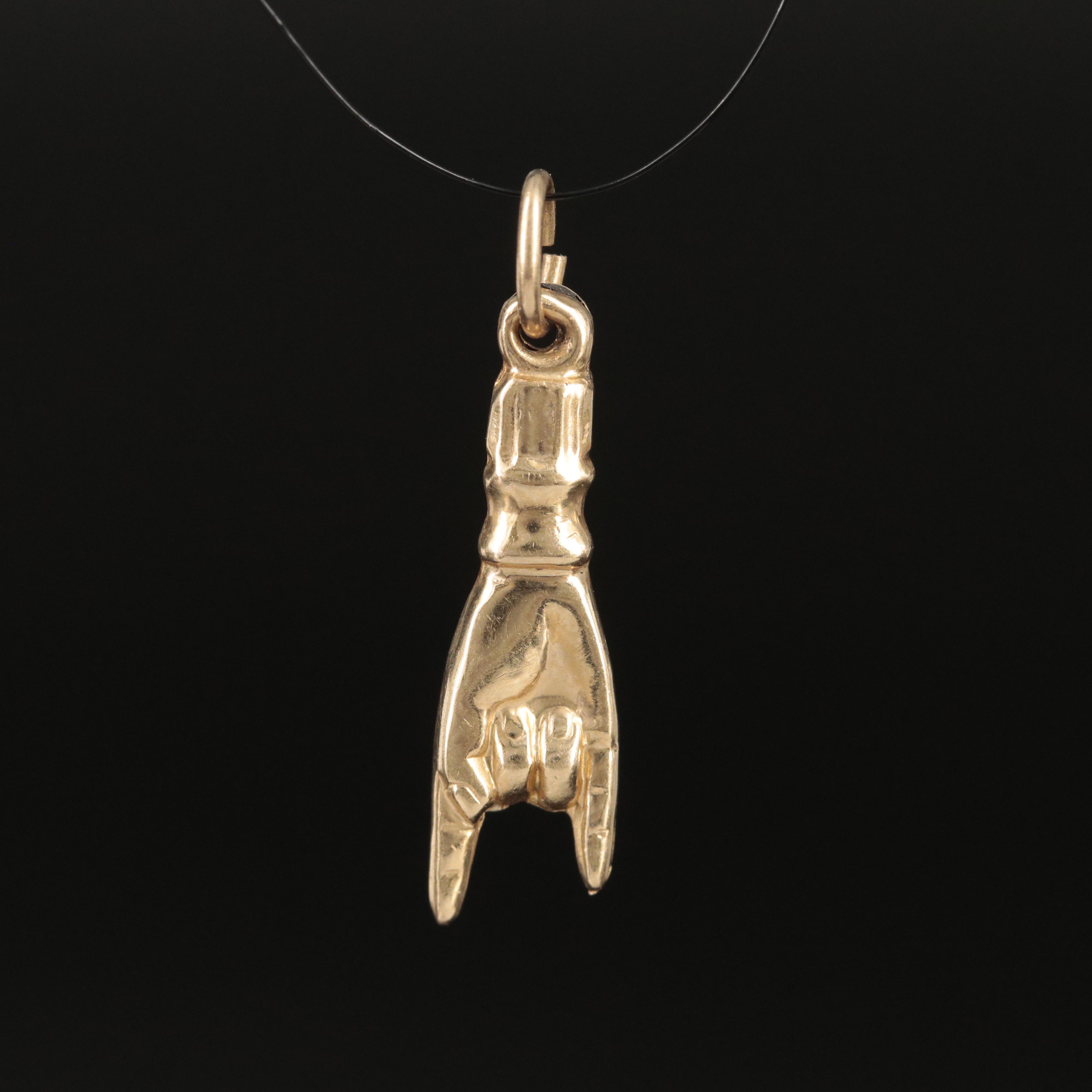 14K Nano Cornuto Protection Charm