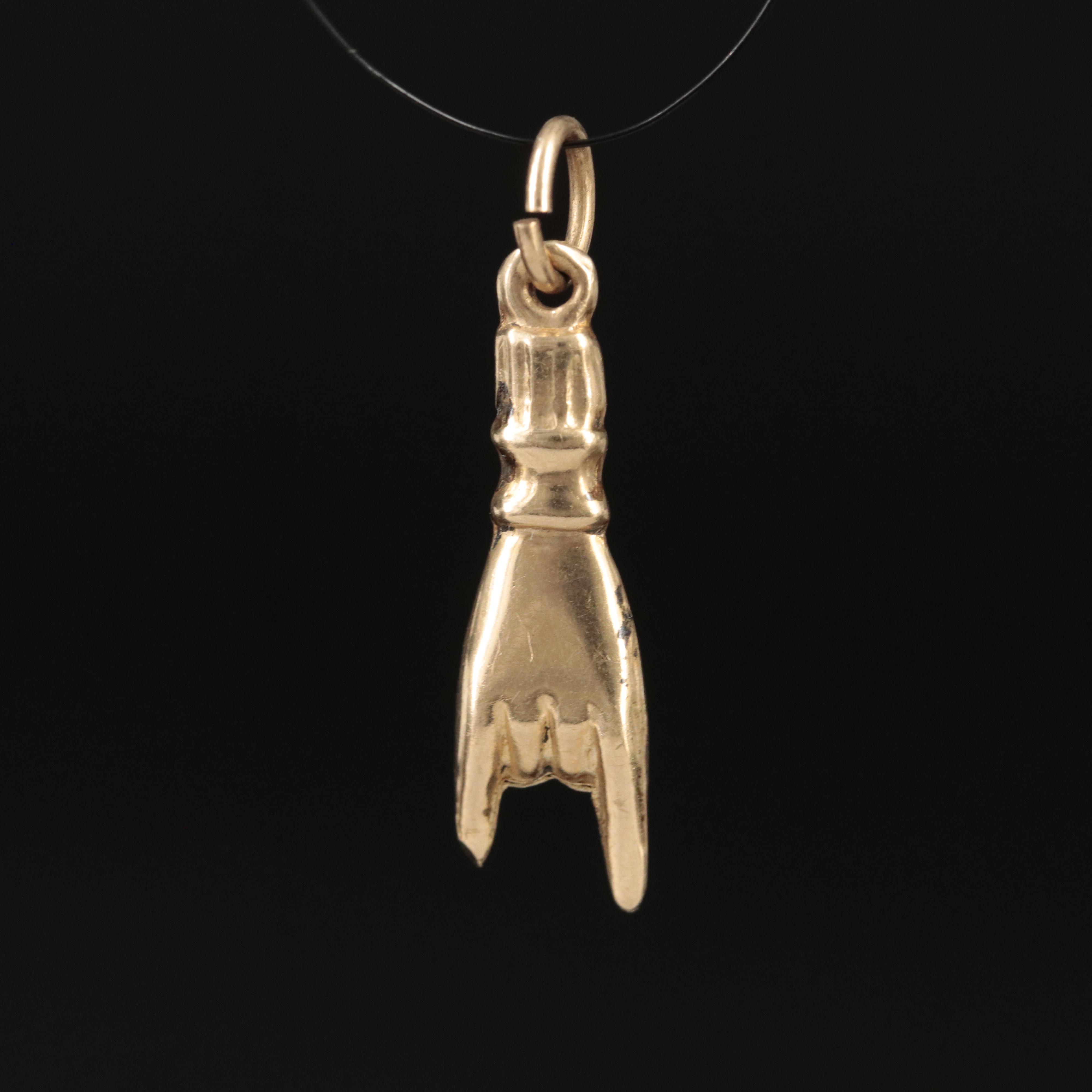 14K Nano Cornuto Protection Charm