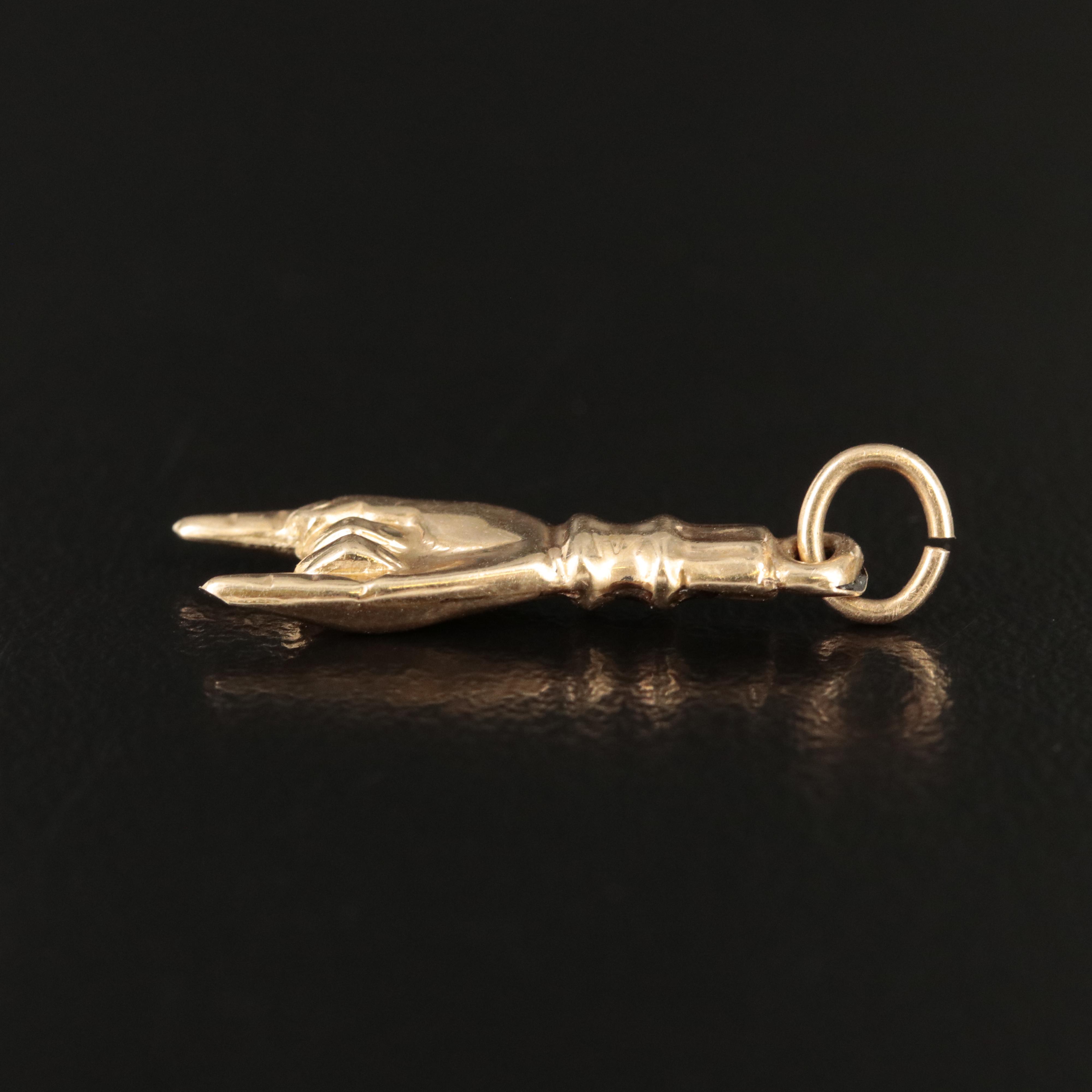 14K Nano Cornuto Protection Charm