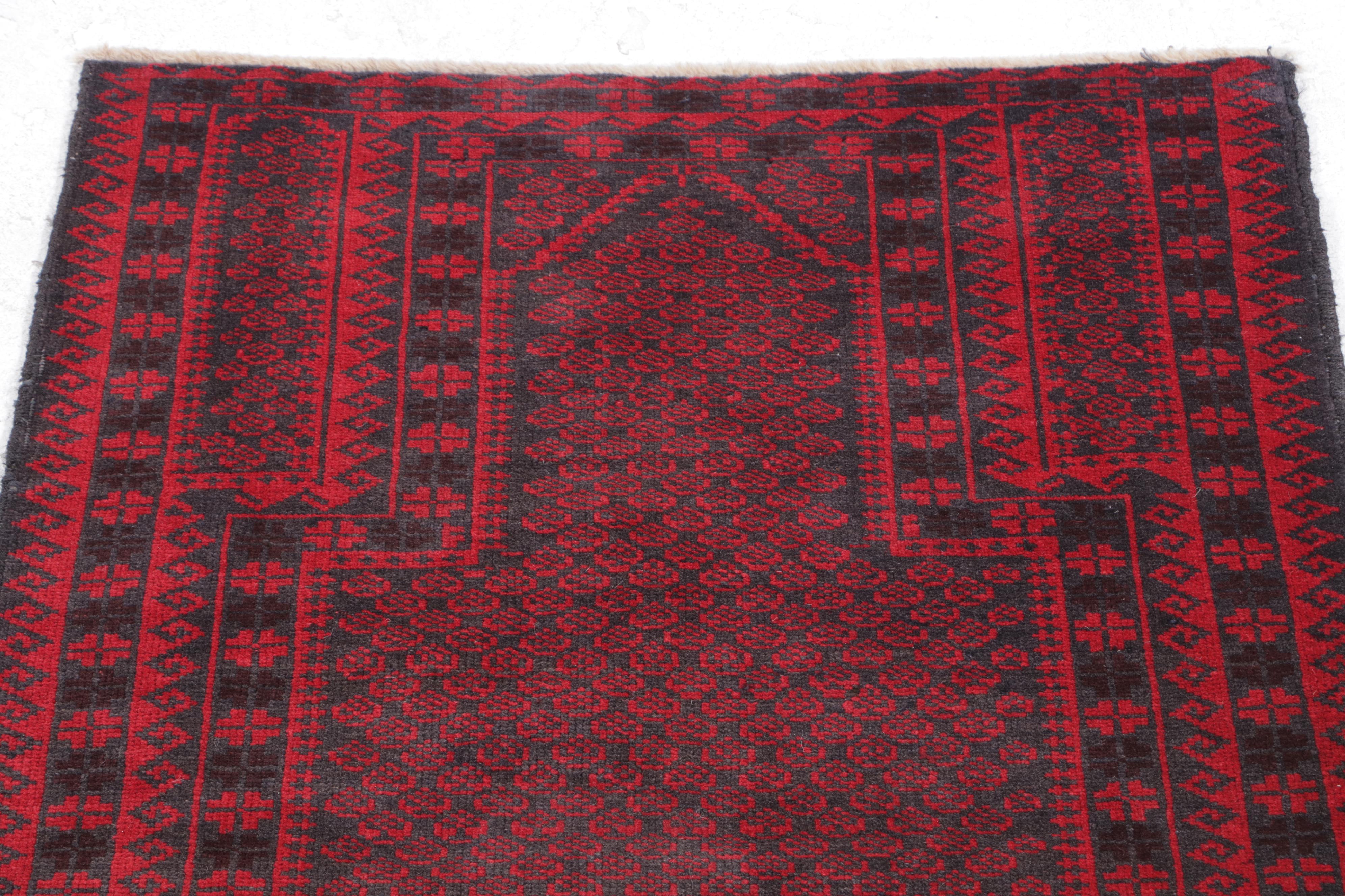 2'8 x 4'10 Hand-Knotted Afghan Baluch Accent Rug