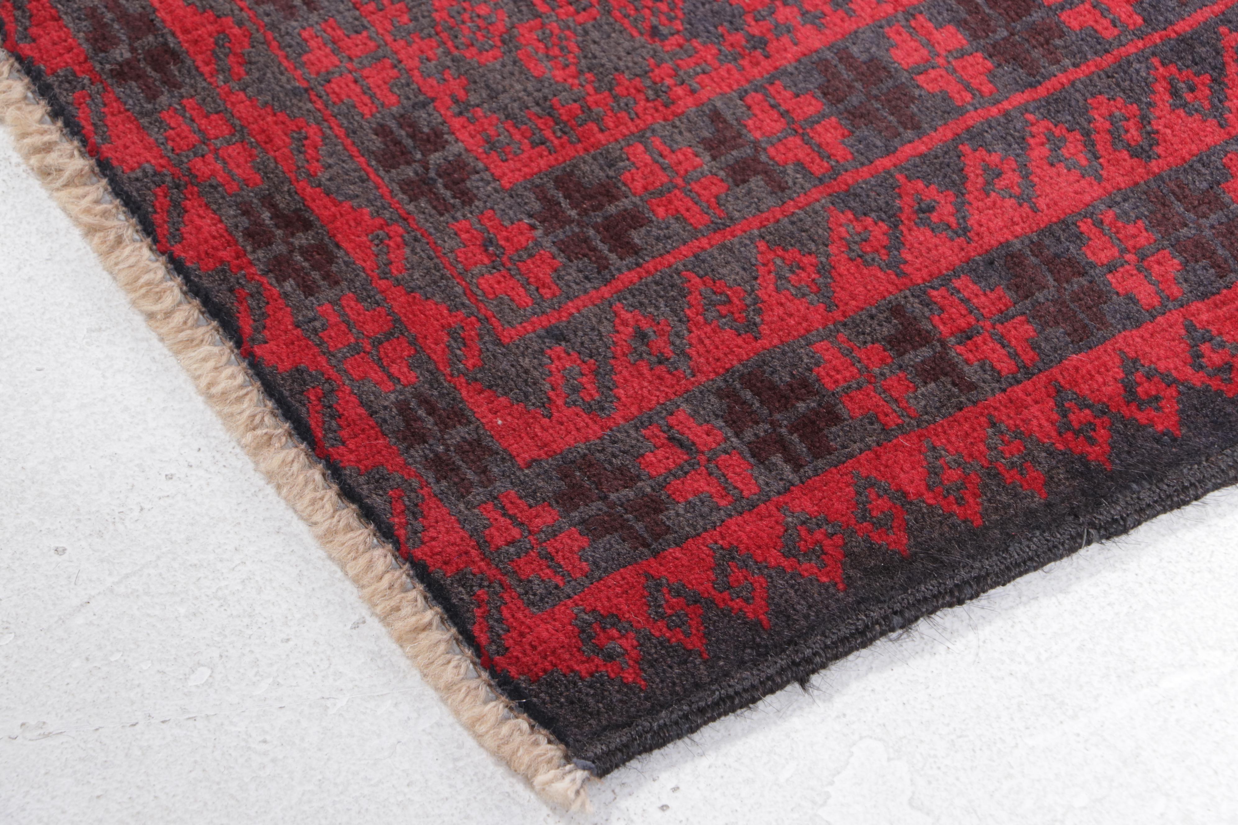 2'8 x 4'10 Hand-Knotted Afghan Baluch Accent Rug