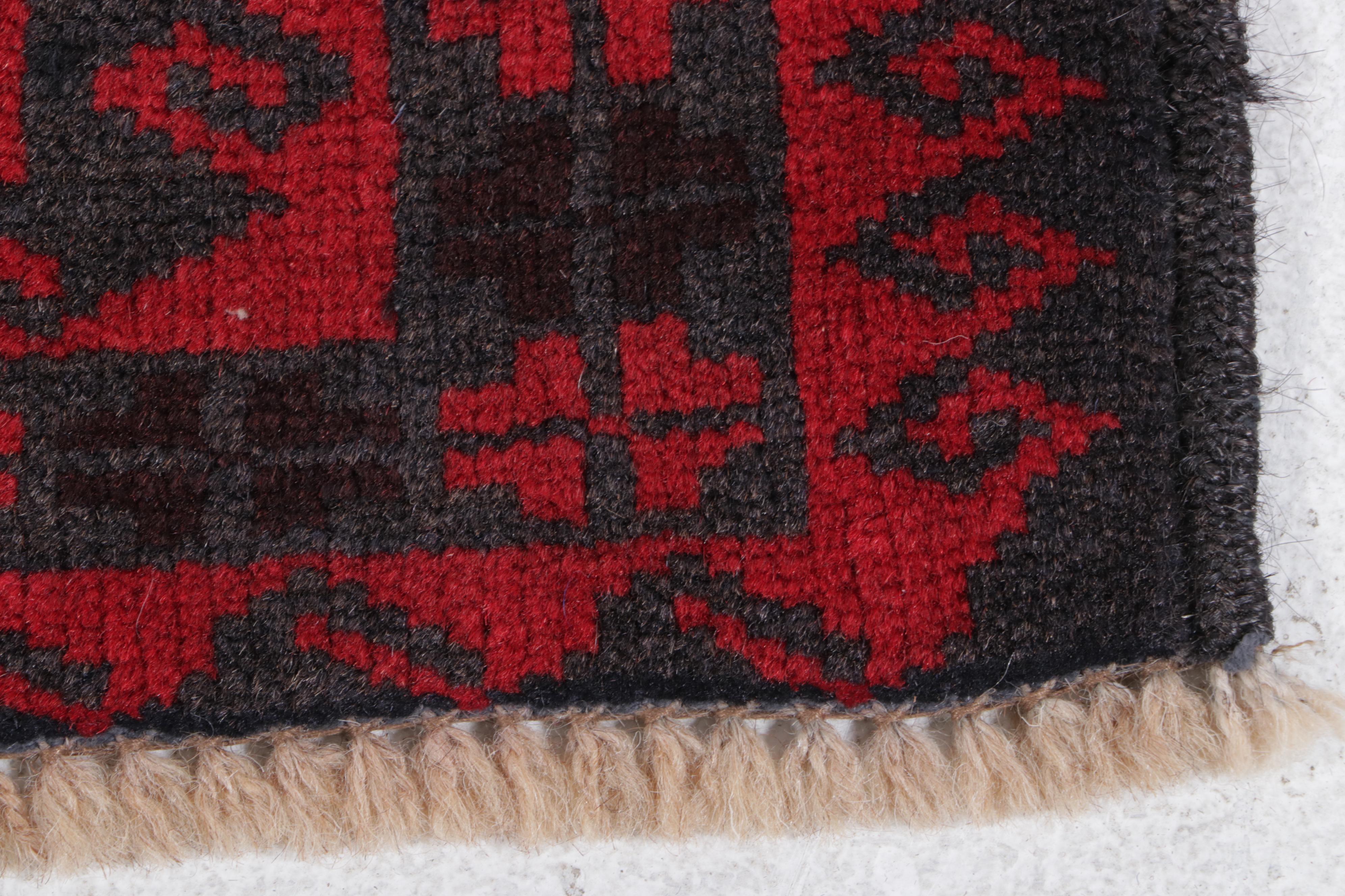 2'8 x 4'10 Hand-Knotted Afghan Baluch Accent Rug