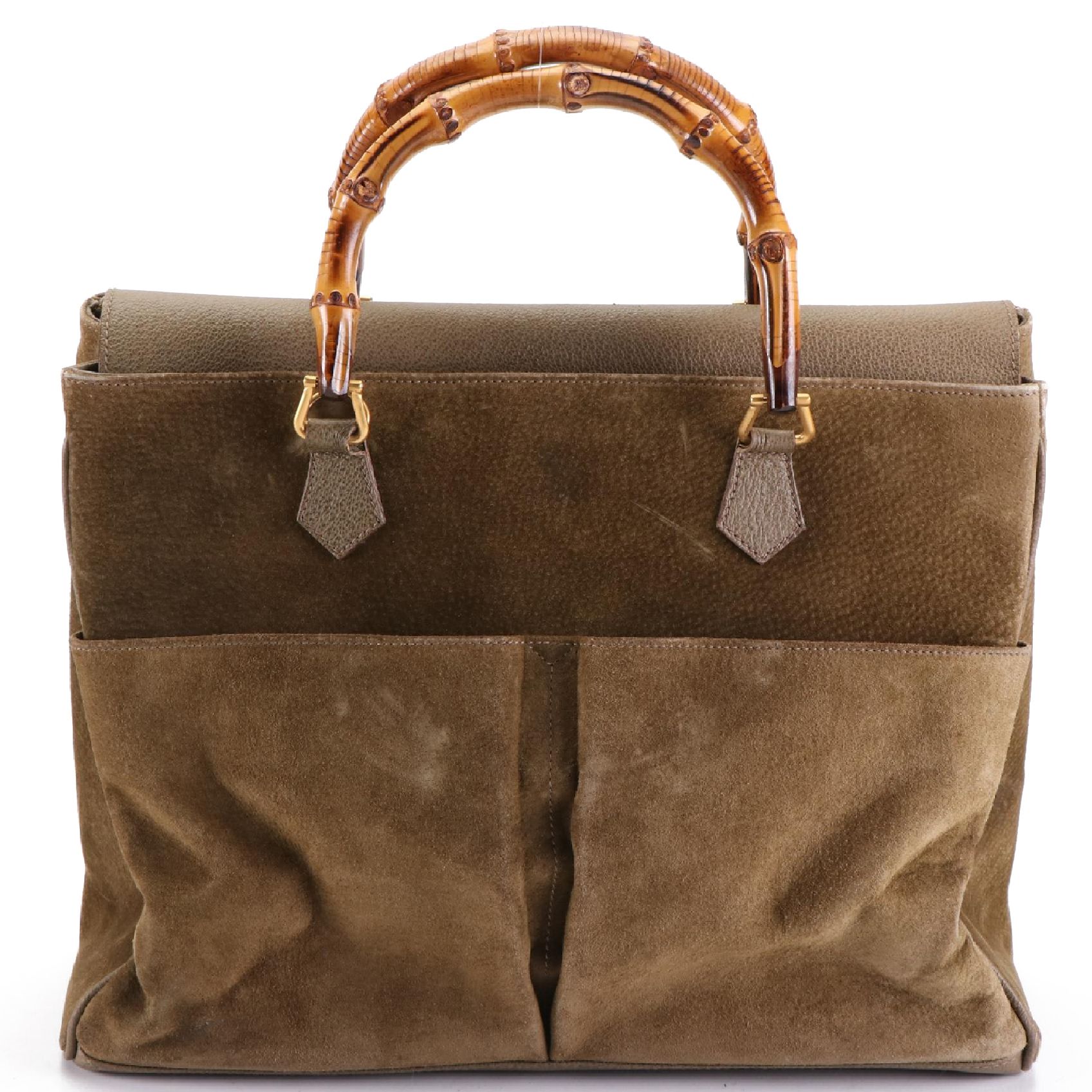 Gucci Bamboo Handle Bag in Suede and Leather