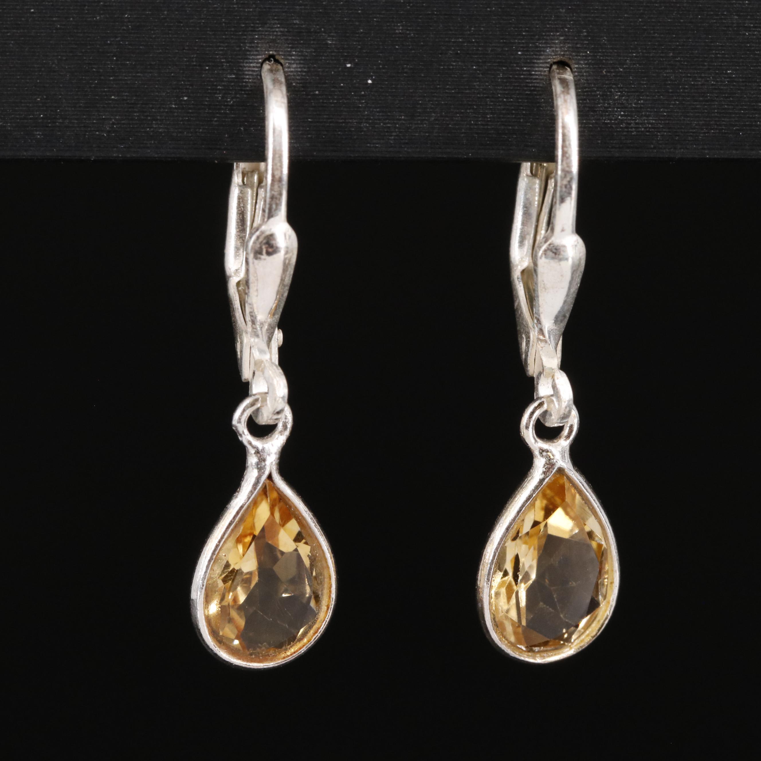 Sterling Citrine Dangle Earrings