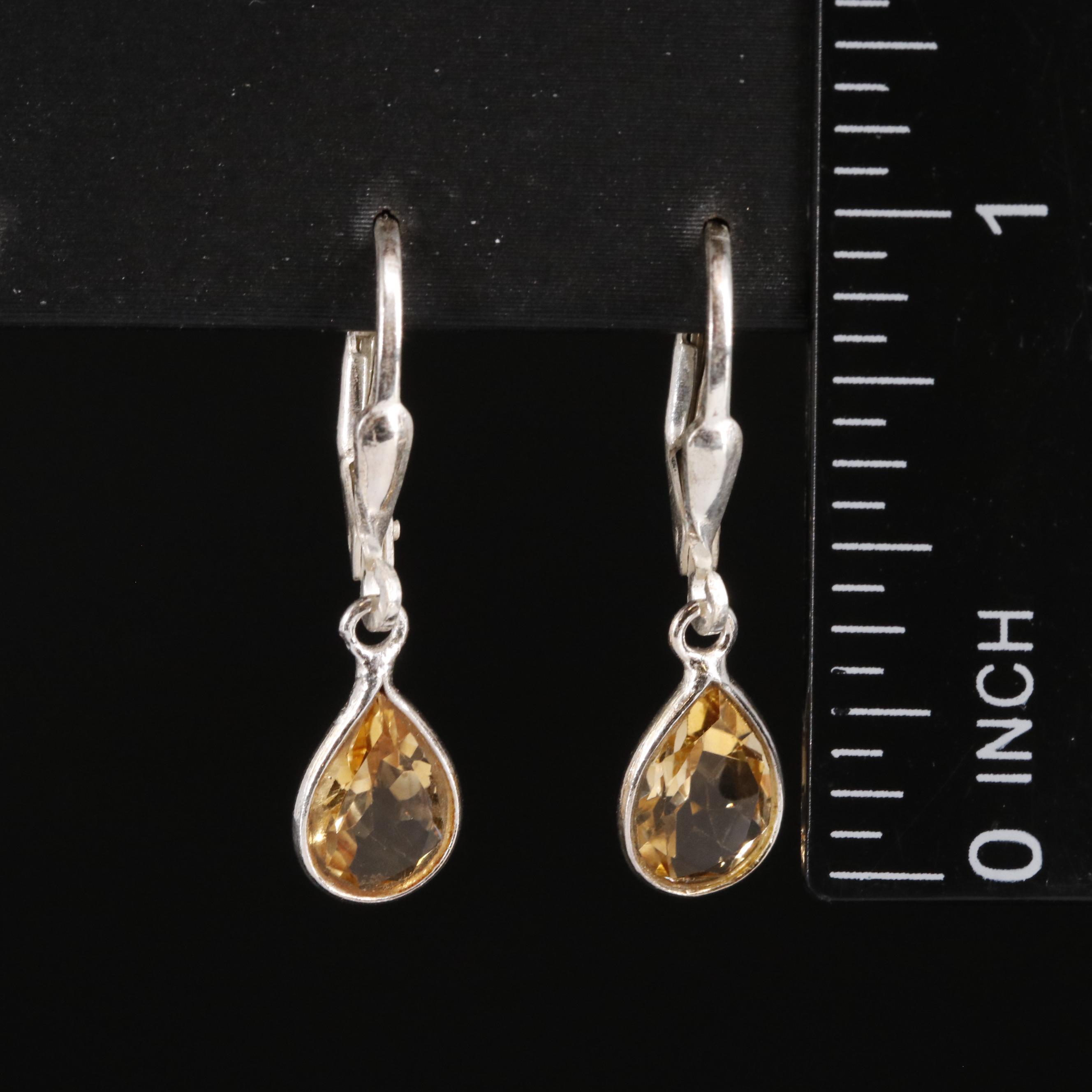 Sterling Citrine Dangle Earrings