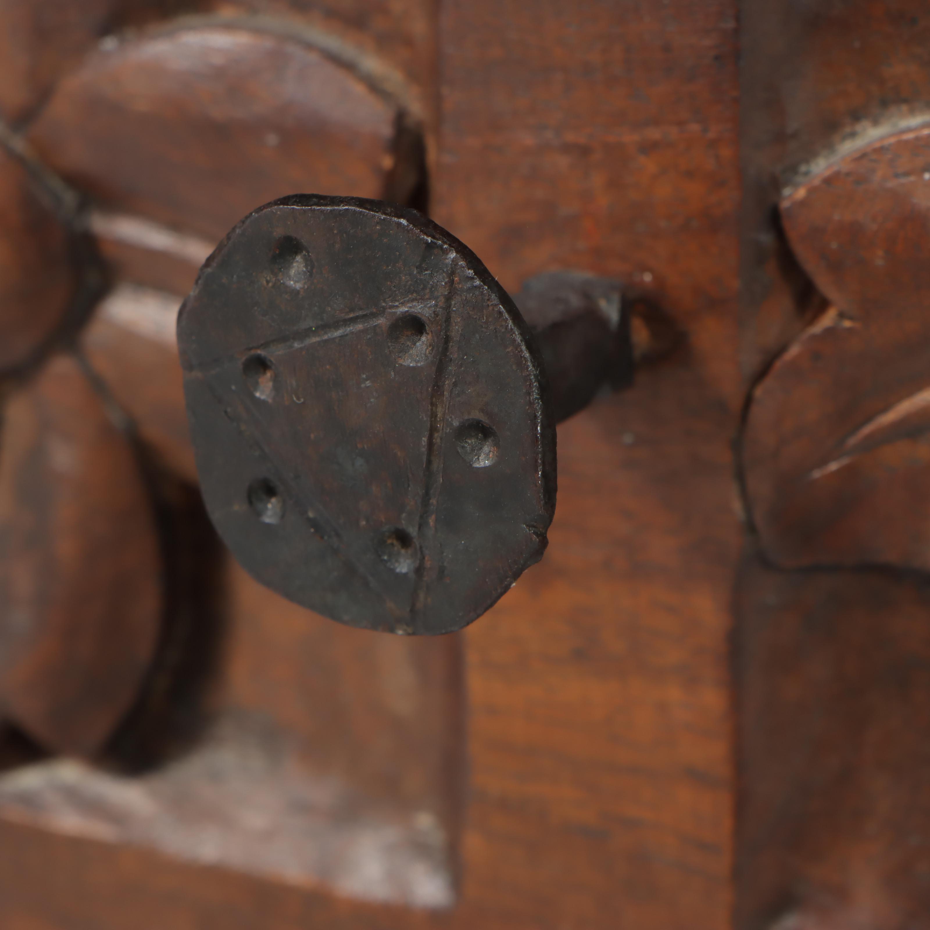 Small Spanish Colonial Style Relief-Carved Hardwood and Pine Side Table