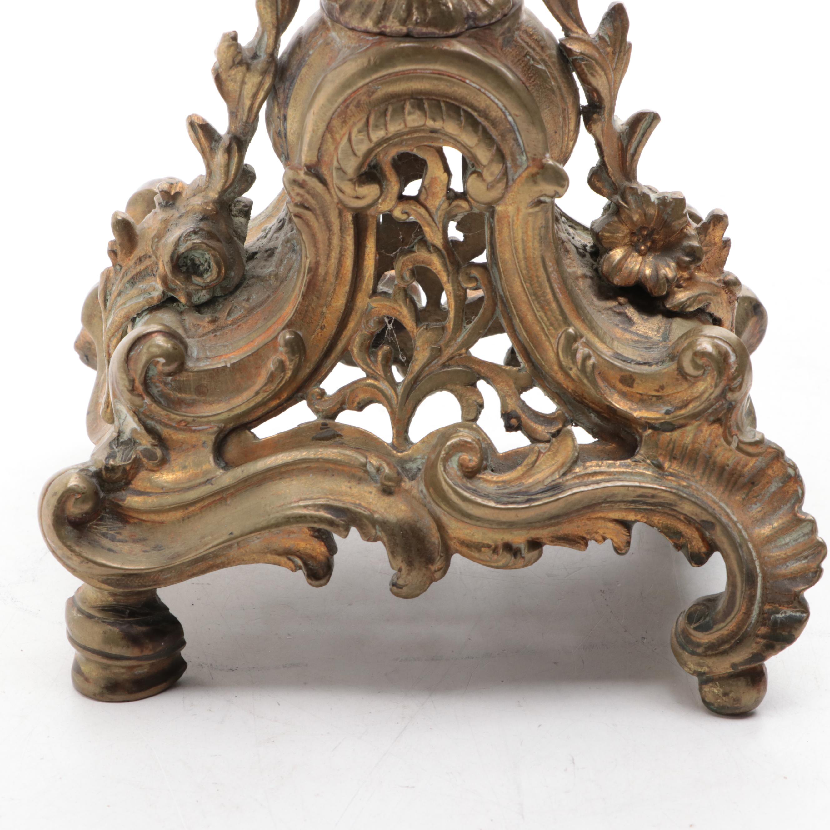 French Rococo Style Gilt Metal Candelabra, Late 19th/ Early 20th Century