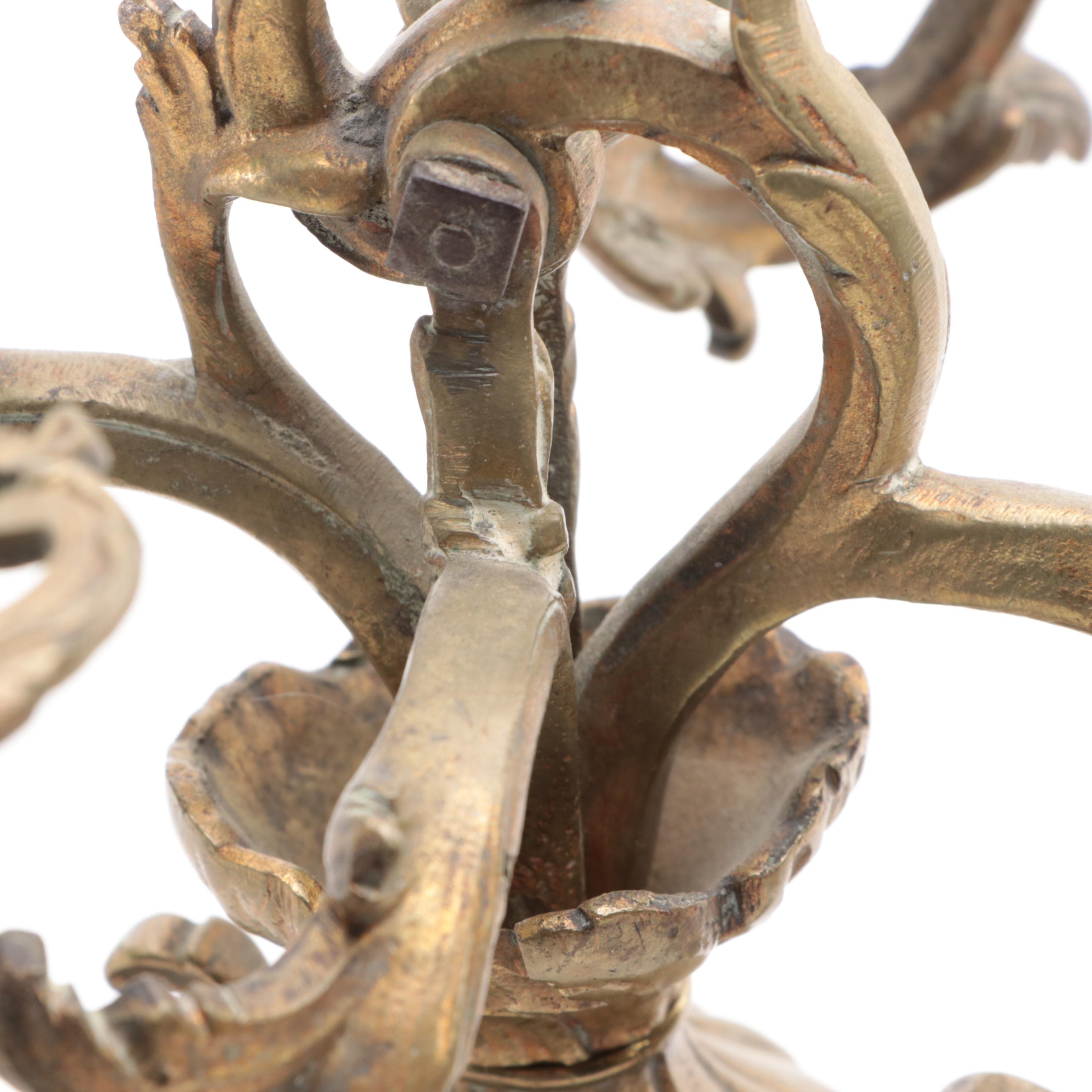 French Rococo Style Gilt Metal Candelabra, Late 19th/ Early 20th Century