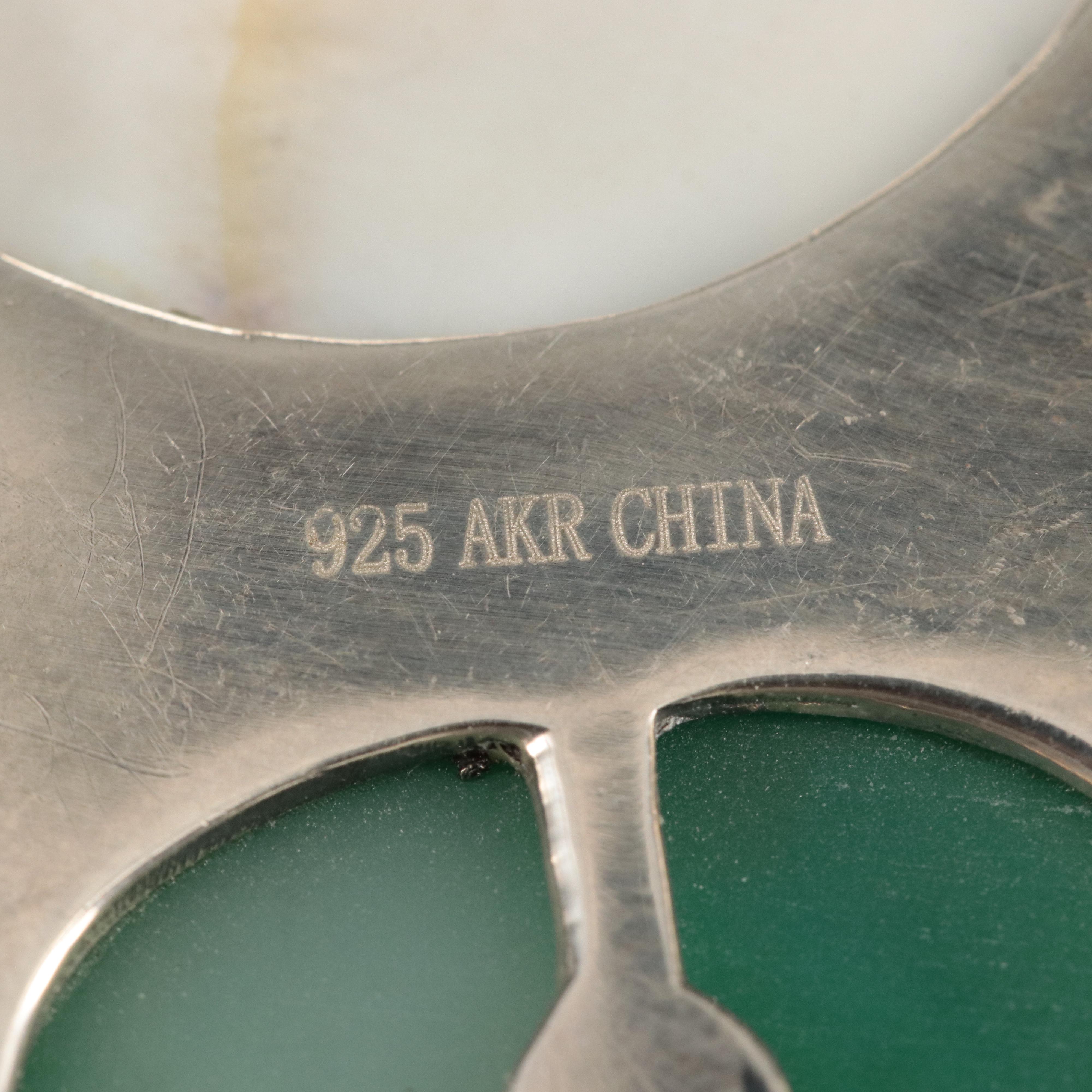 Sterling Painted Scenic Enhancer Converter Brooch Including Gemstones