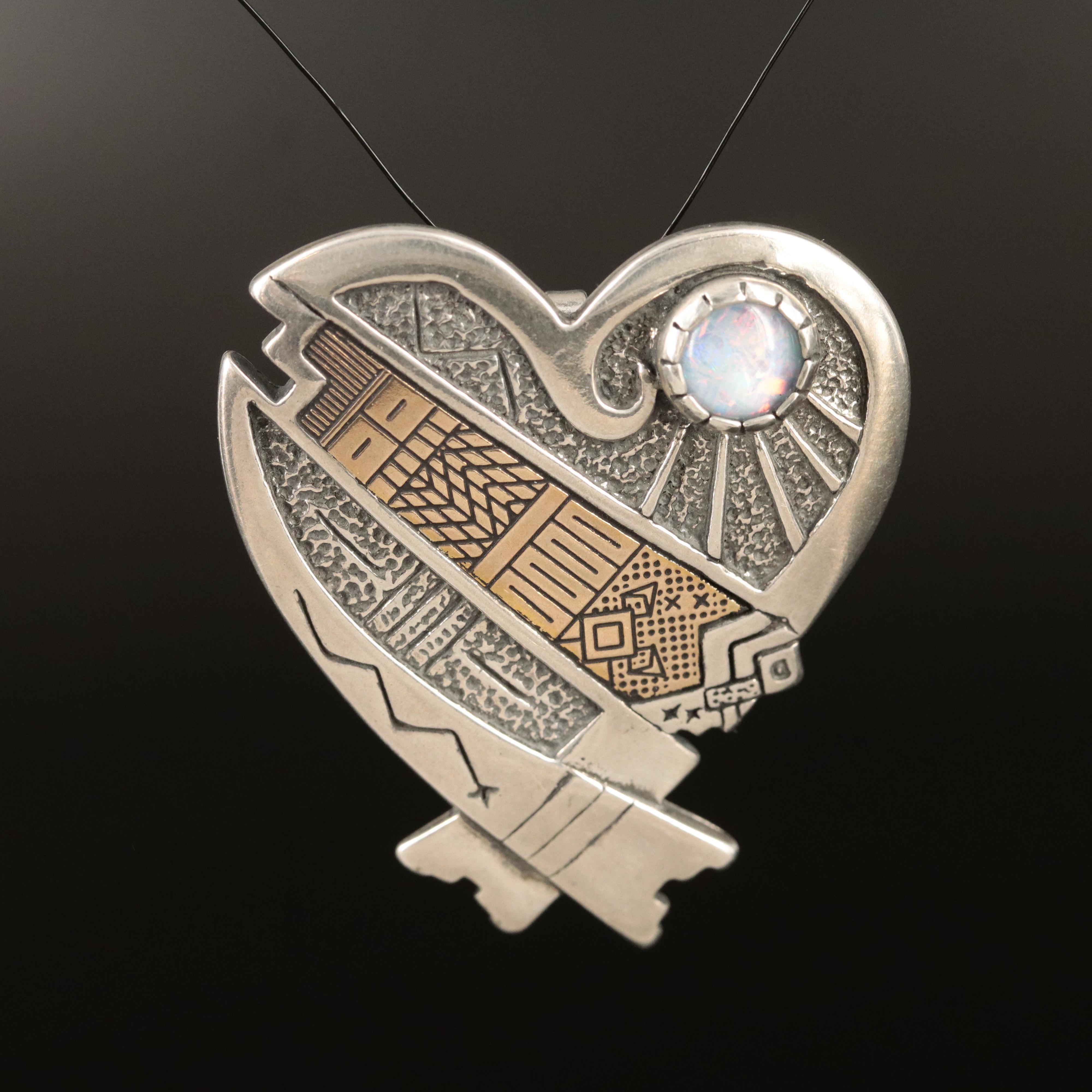 Roderick Tenorio for Relios Sterling Opal Heart Converter Brooch