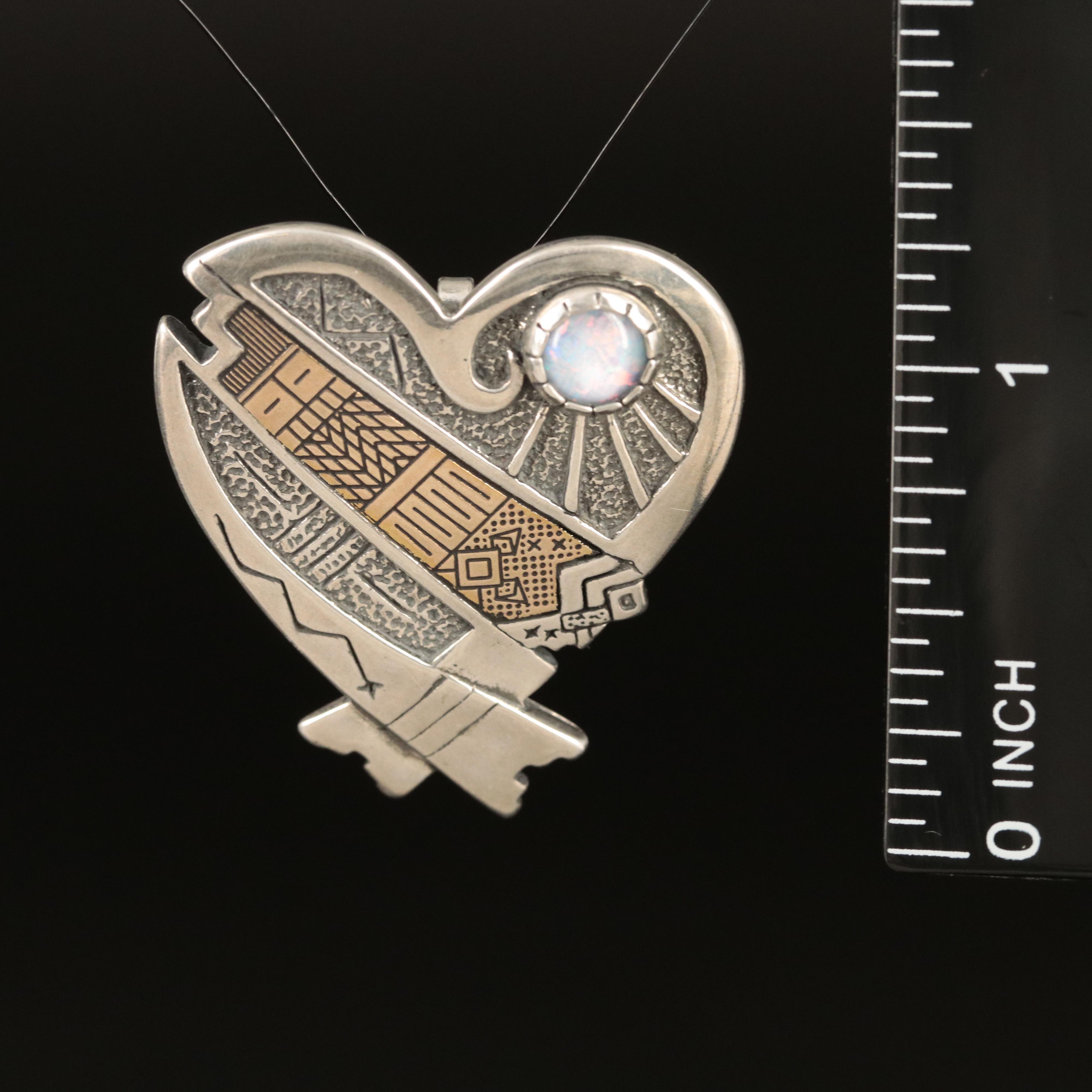 Roderick Tenorio for Relios Sterling Opal Heart Converter Brooch
