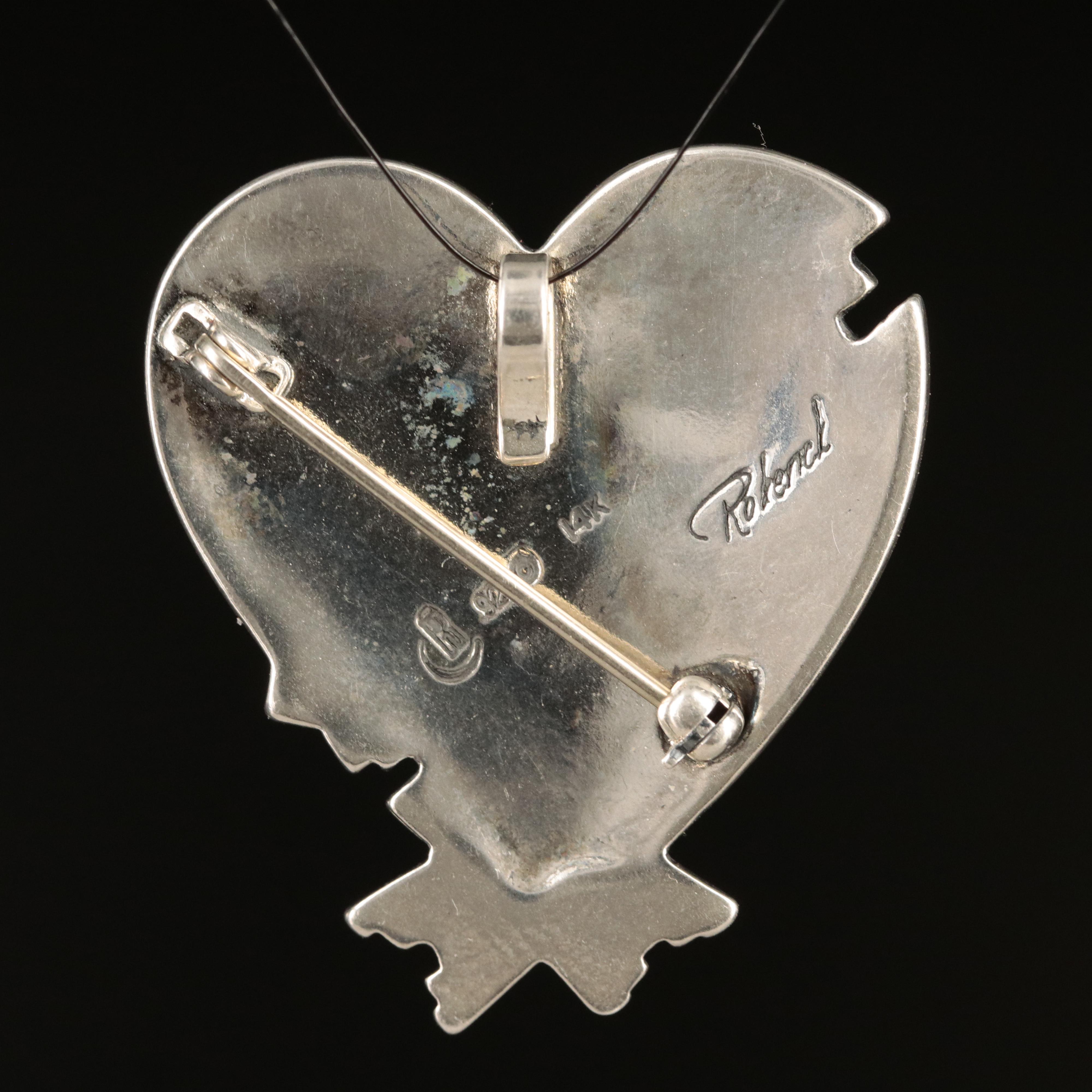 Roderick Tenorio for Relios Sterling Opal Heart Converter Brooch