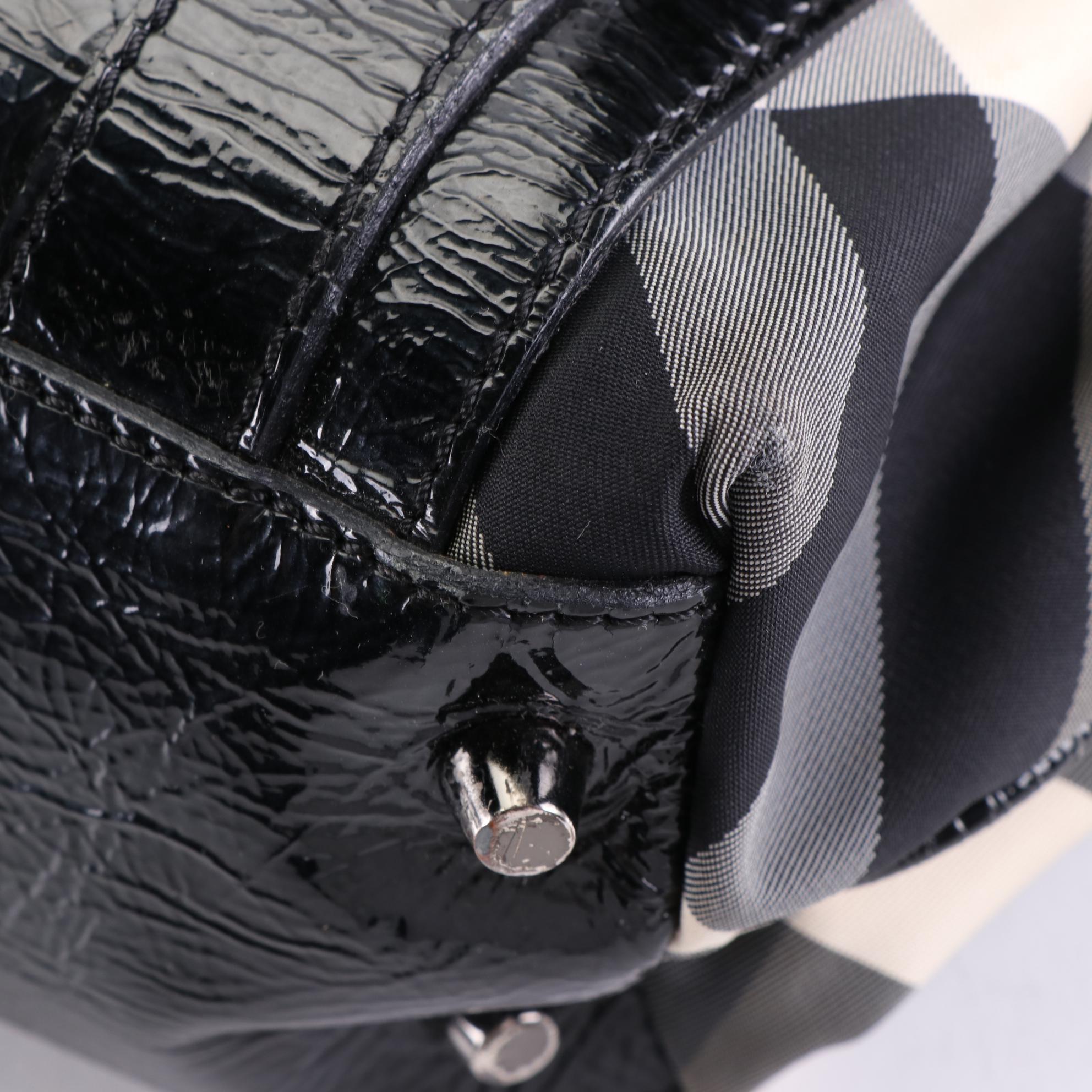 Burberry Tote Bag in Nova Check Nylon Twill and Patent Leather