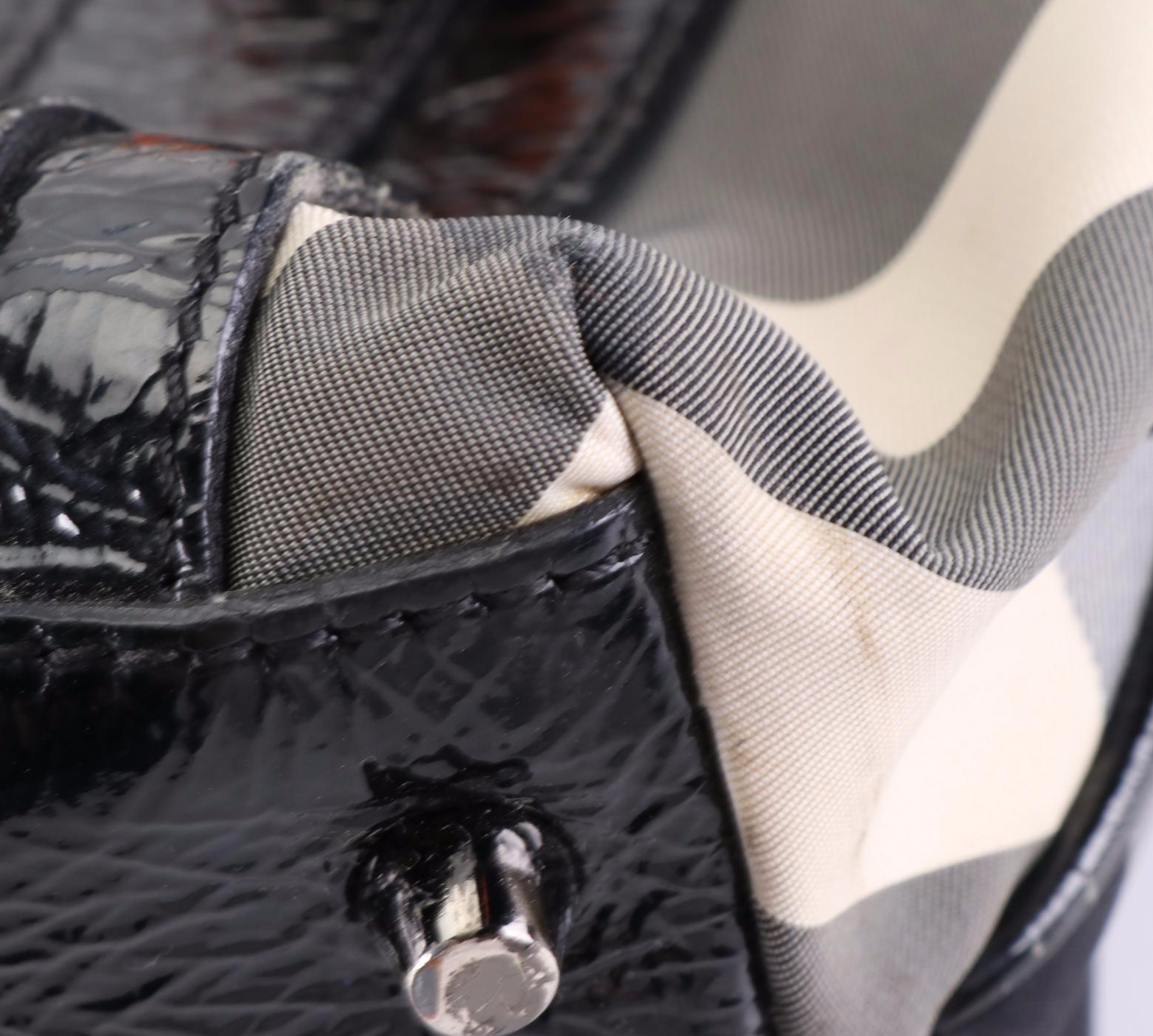 Burberry Tote Bag in Nova Check Nylon Twill and Patent Leather