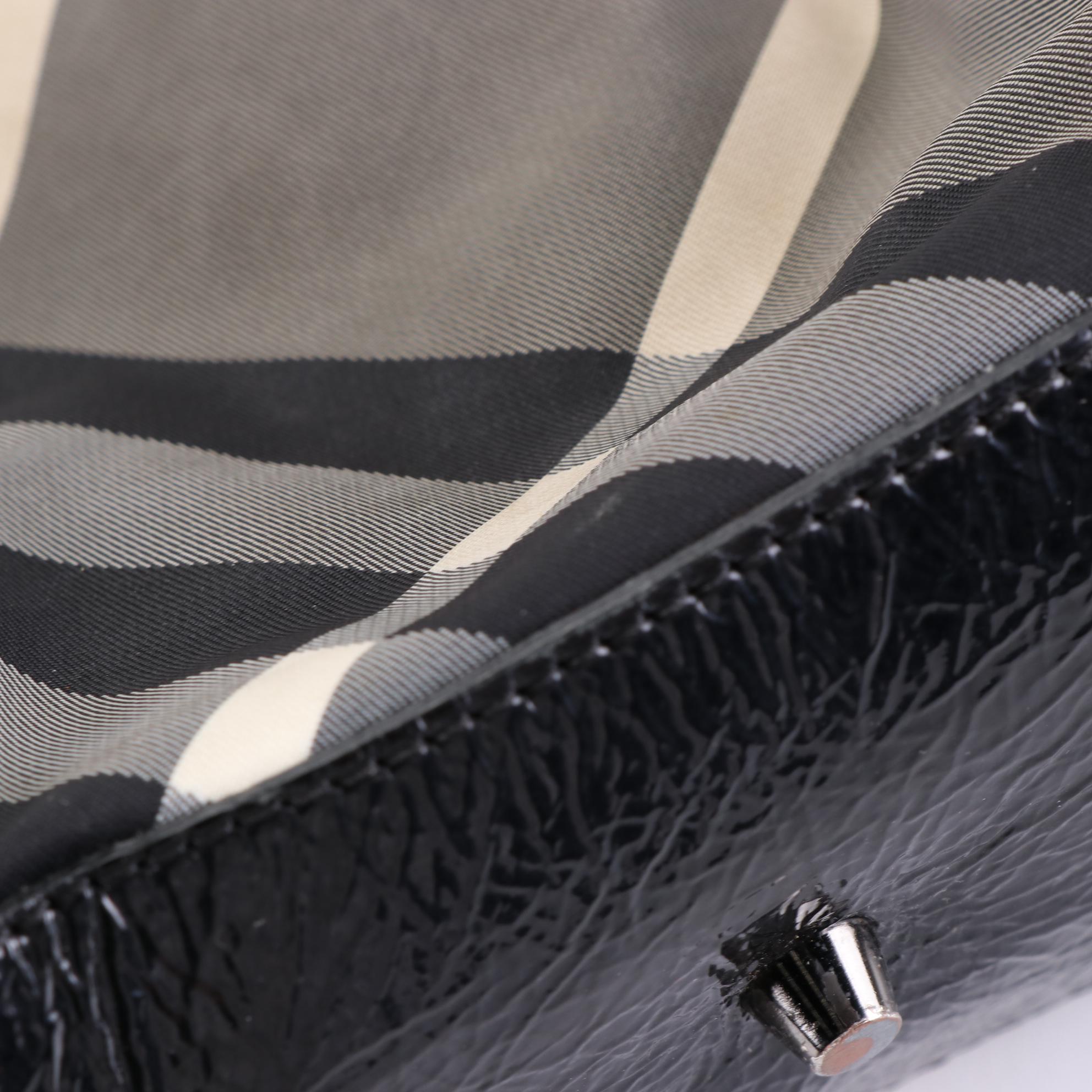 Burberry Tote Bag in Nova Check Nylon Twill and Patent Leather
