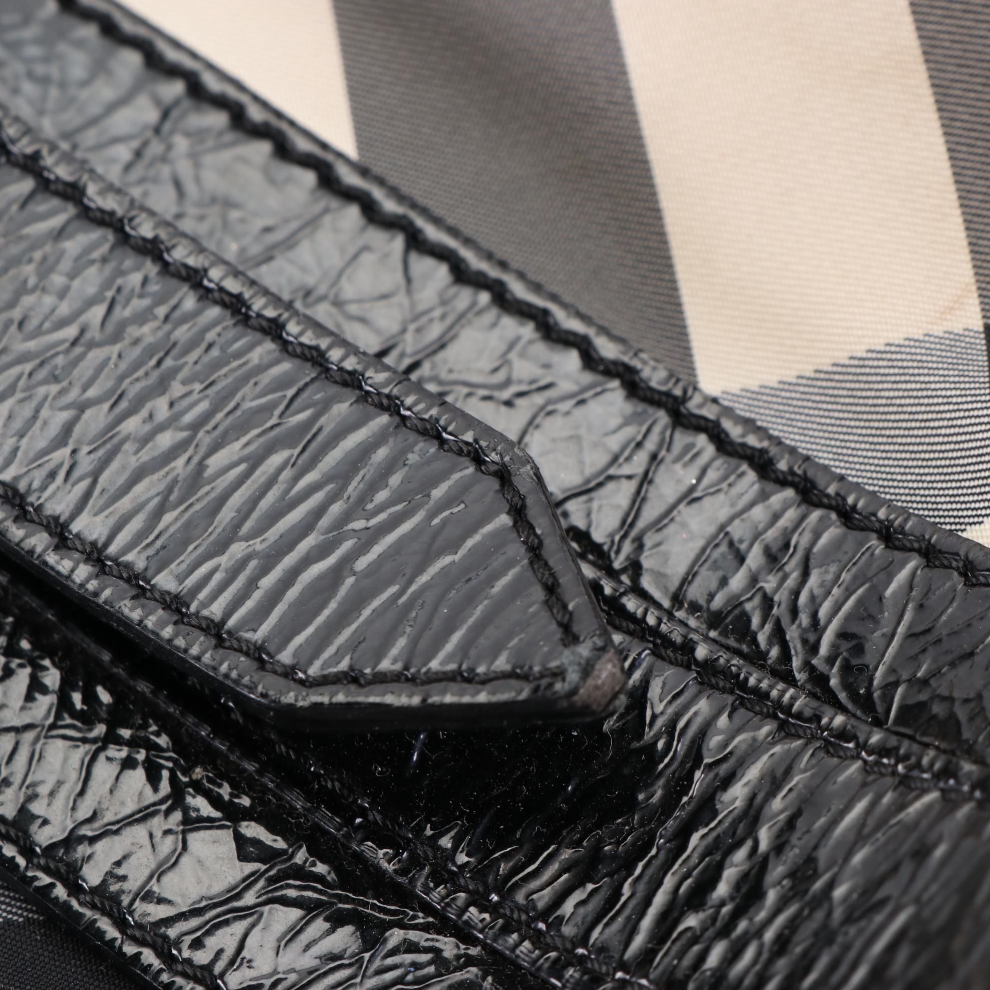 Burberry Tote Bag in Nova Check Nylon Twill and Patent Leather