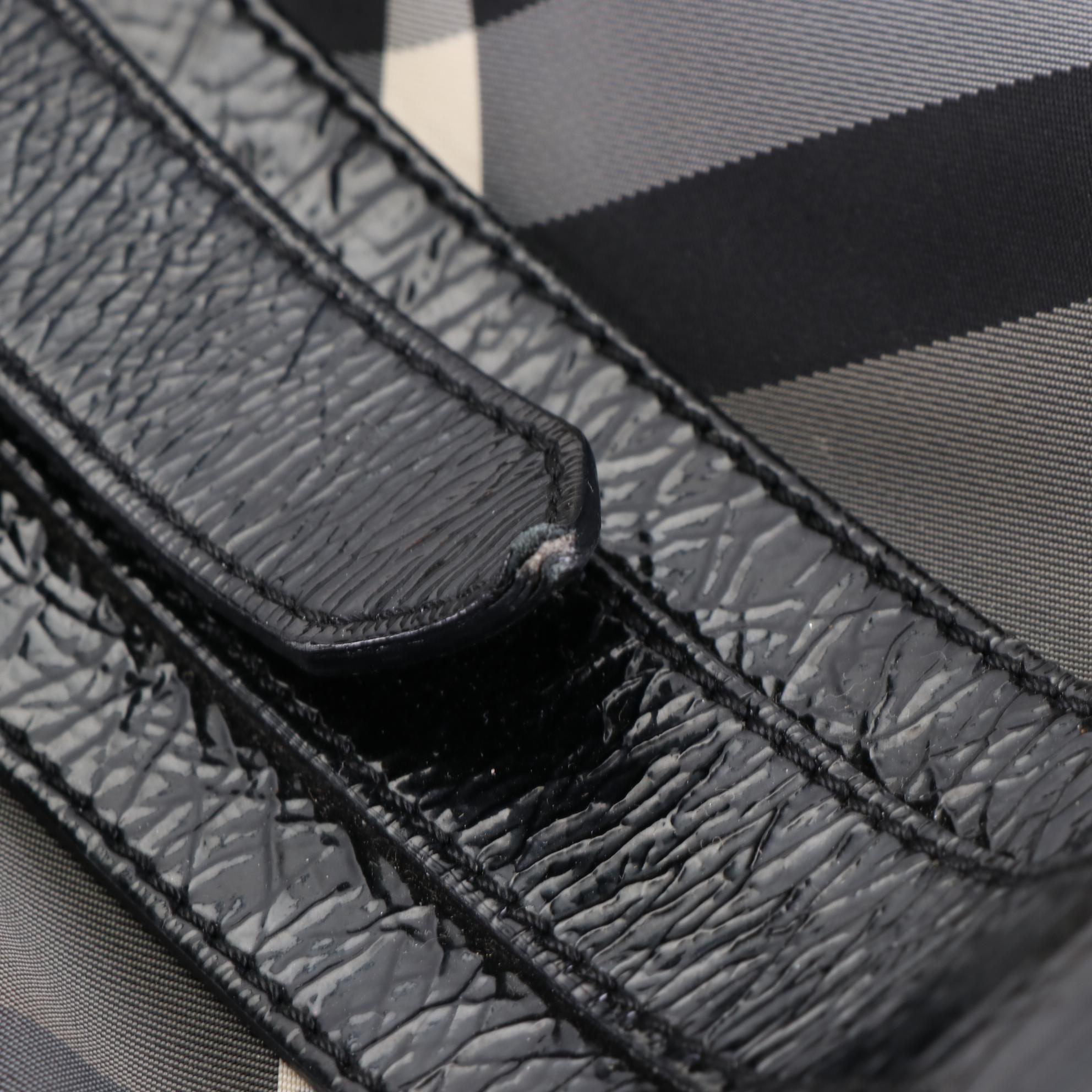 Burberry Tote Bag in Nova Check Nylon Twill and Patent Leather