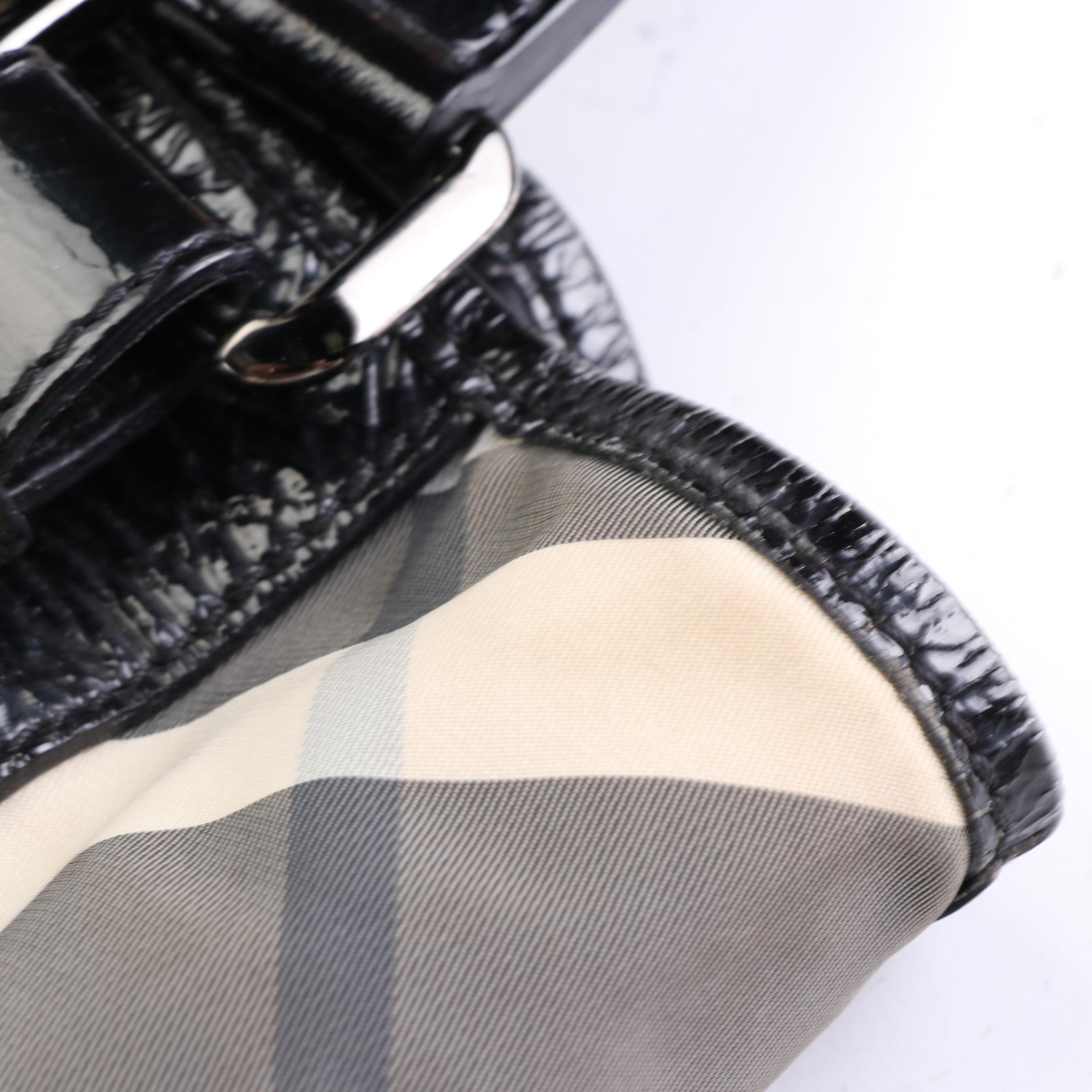 Burberry Tote Bag in Nova Check Nylon Twill and Patent Leather