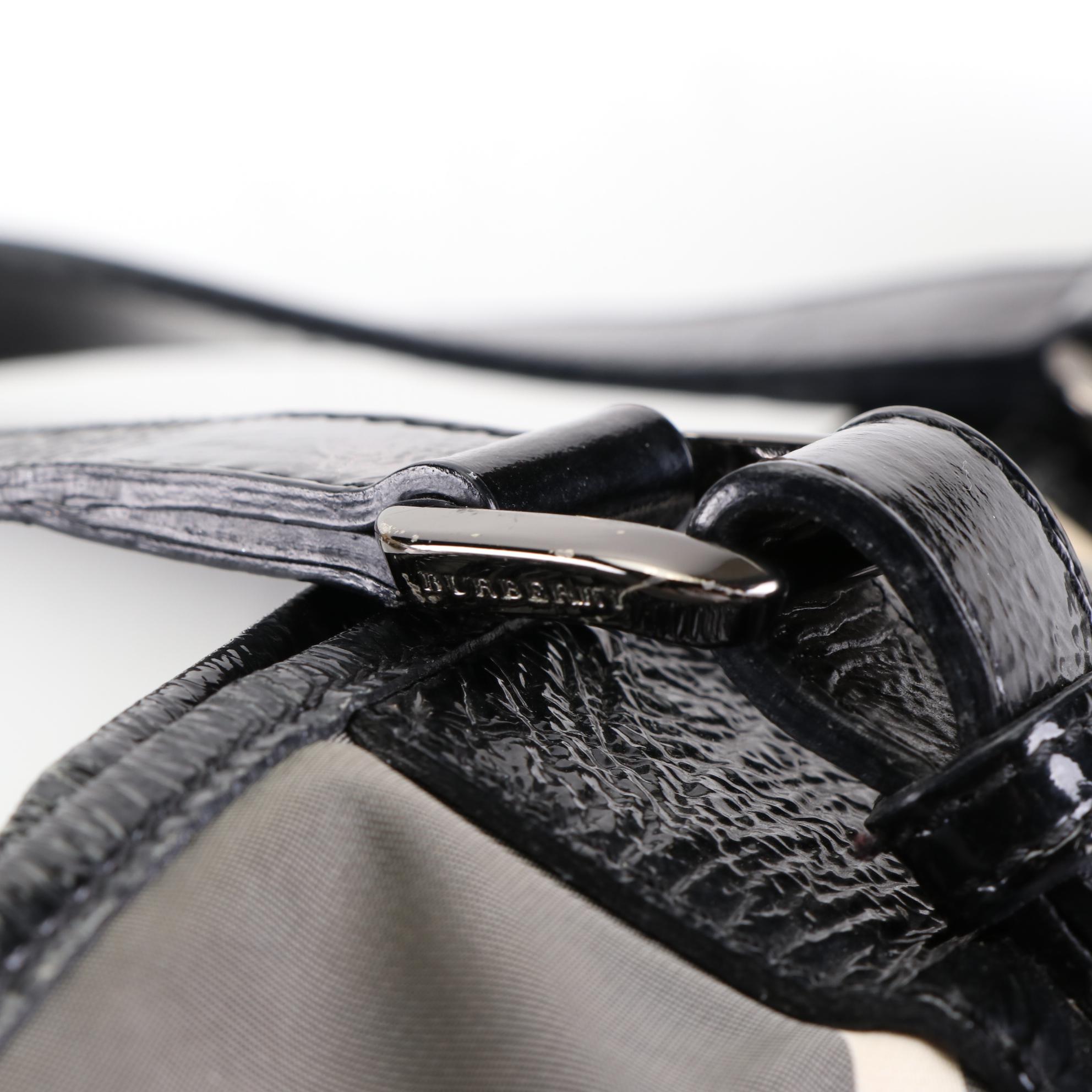 Burberry Tote Bag in Nova Check Nylon Twill and Patent Leather