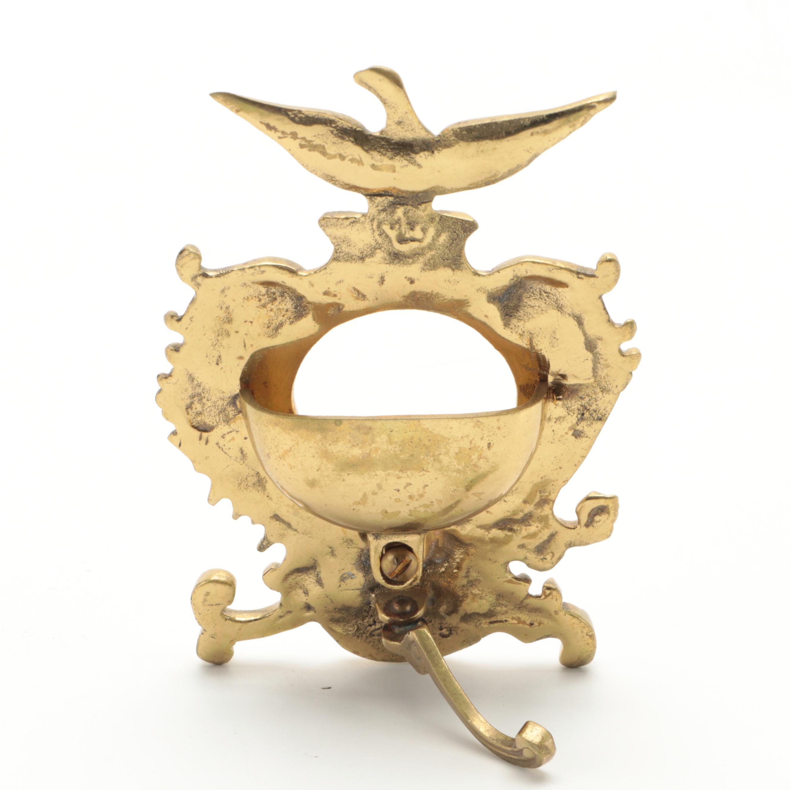 Tiffany & Co. Brass "Chelsea" Ship's Bell Clock with Brass Pocket Watch Stand