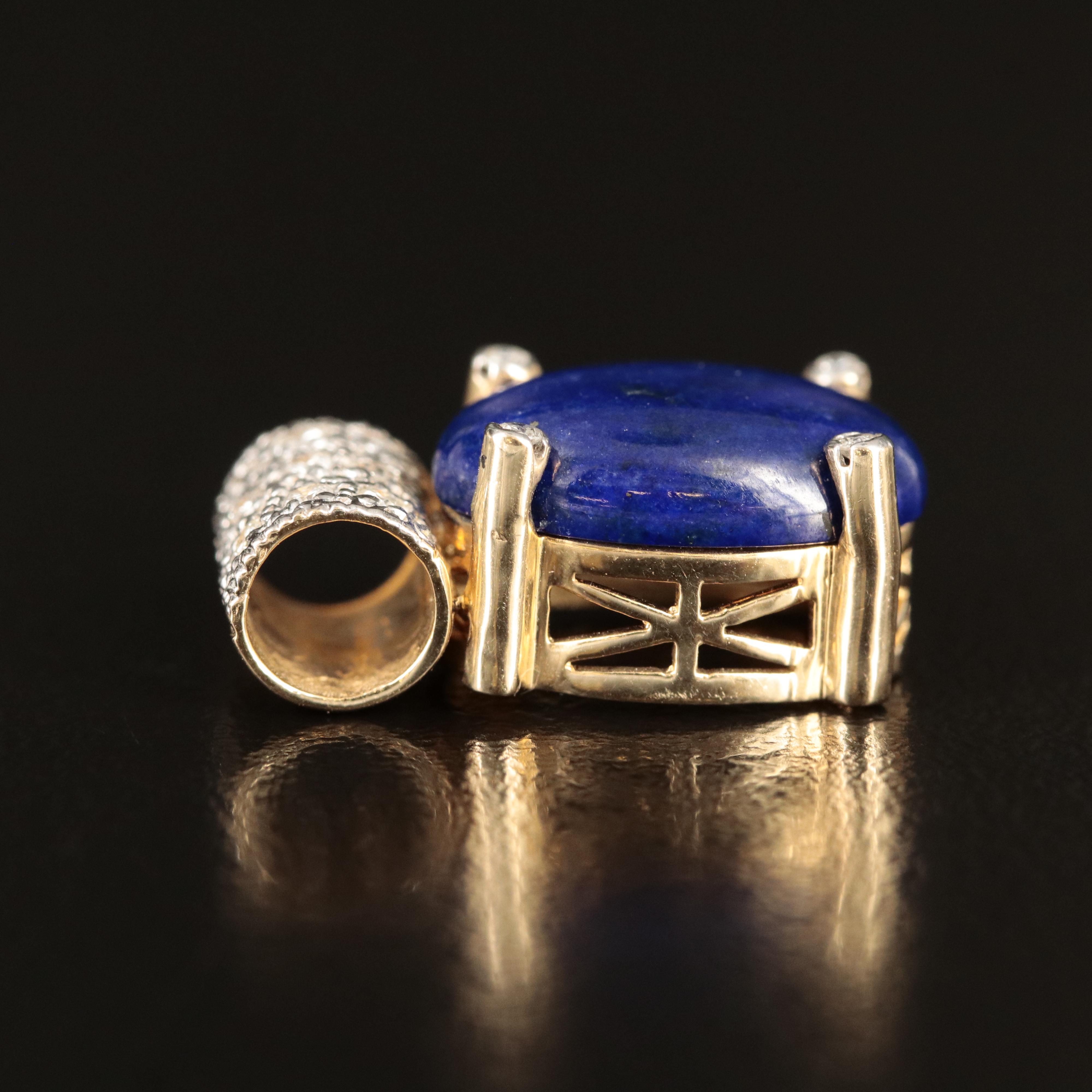 14K Lapis Lazuli and Diamond Slide Pendant