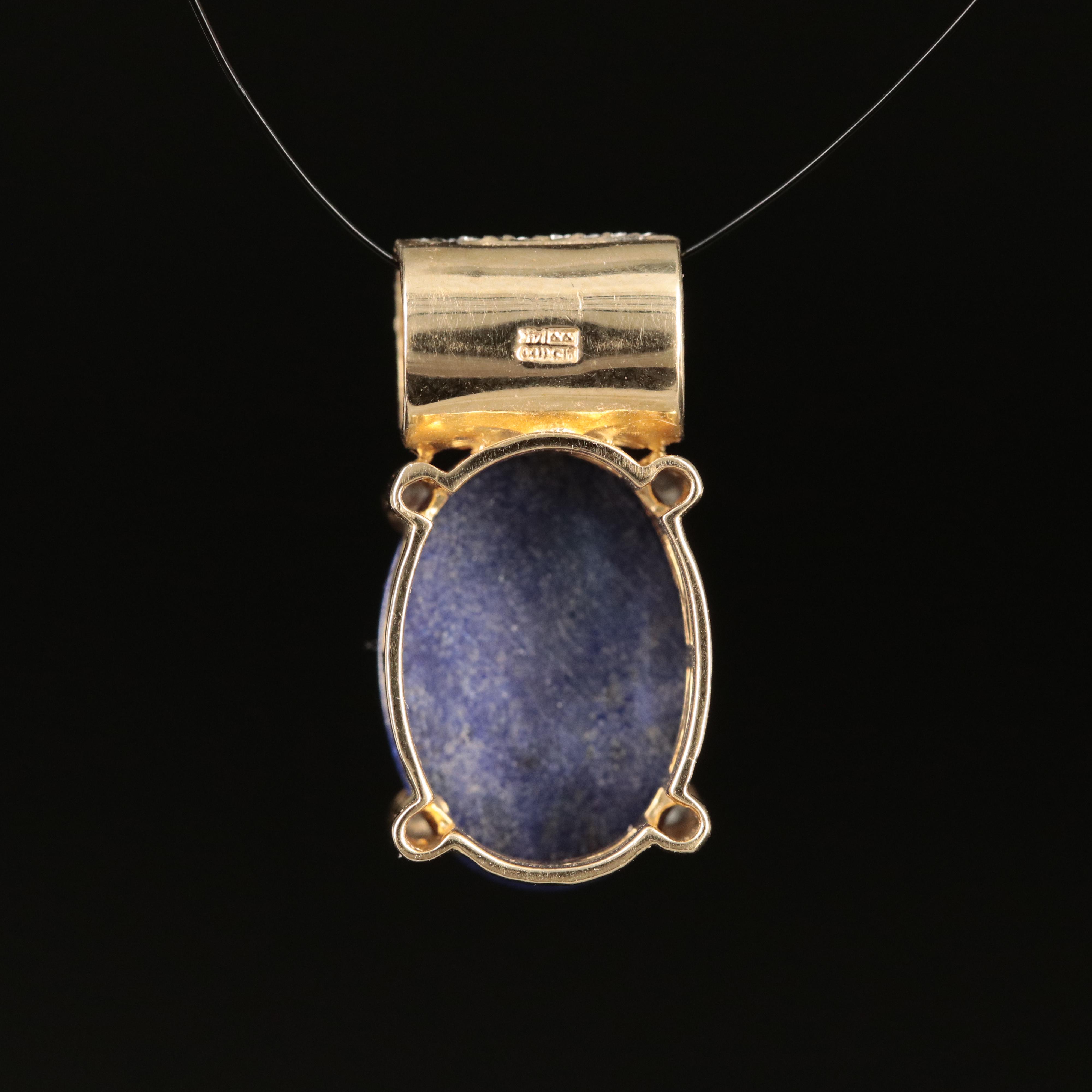 14K Lapis Lazuli and Diamond Slide Pendant