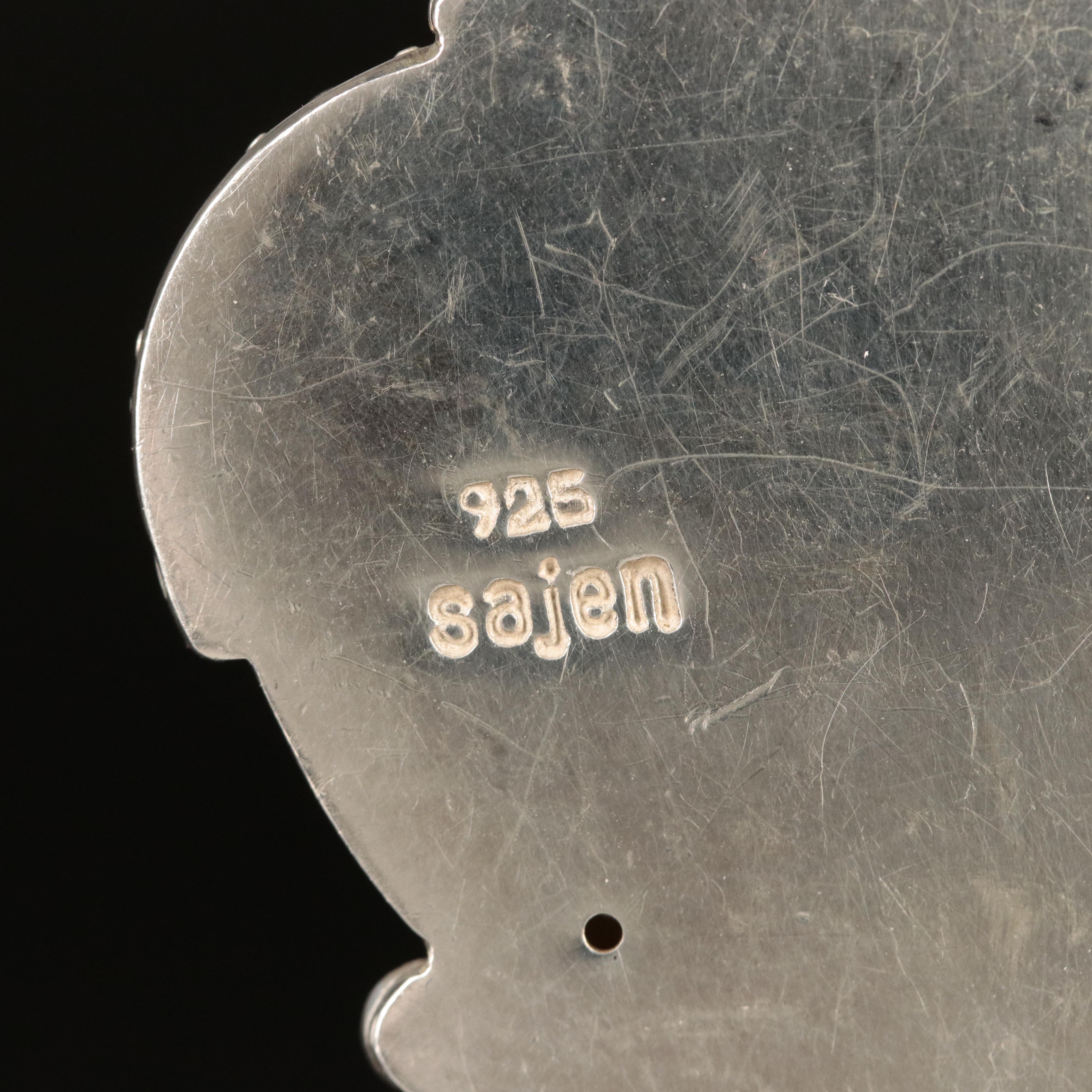 Sajen Sterling Carved Goddess Pendant Including Bone, Druzy, Topaz and Amethyst