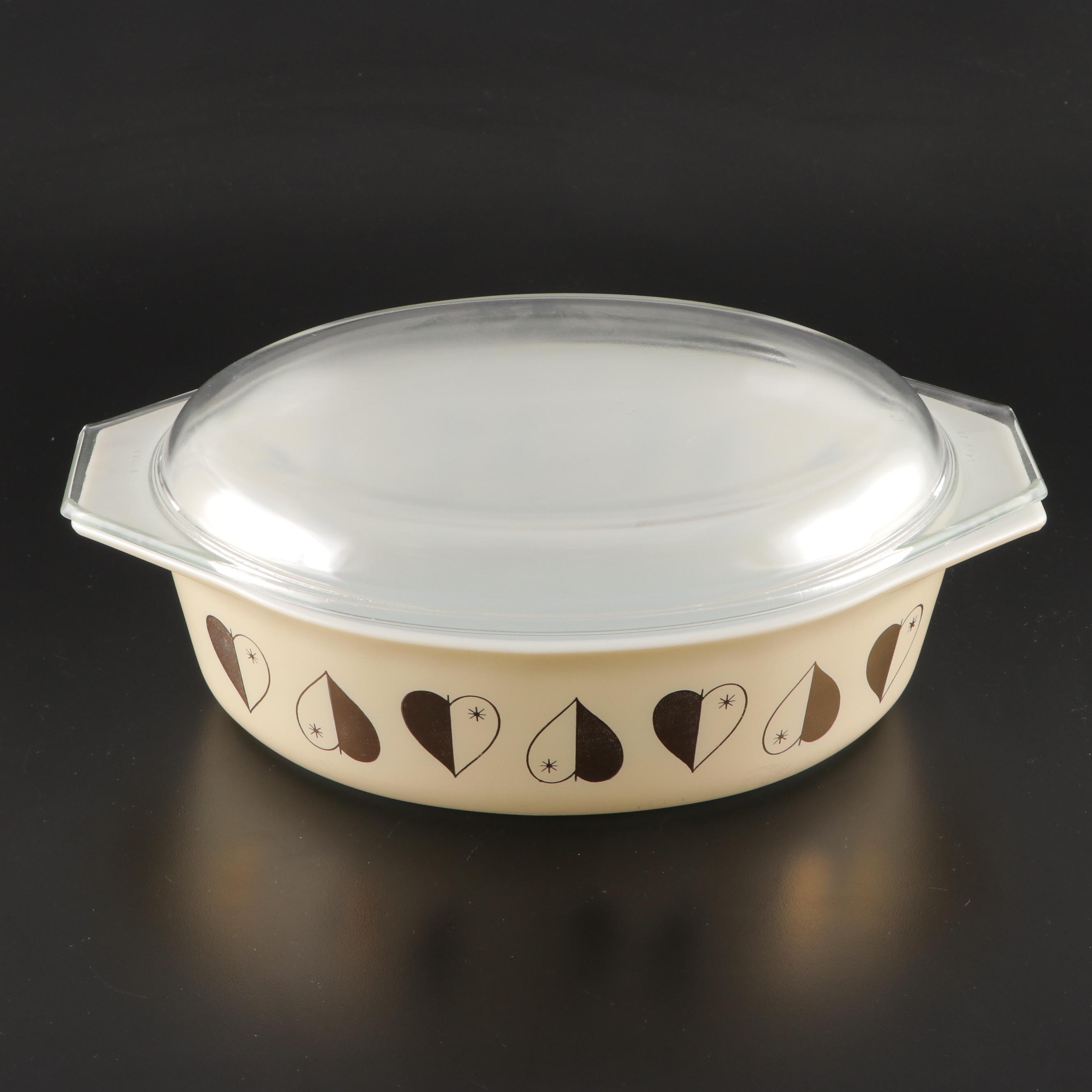 Pyrex "Golden Hearts" Casserole with Carafe and Casserole with Stands