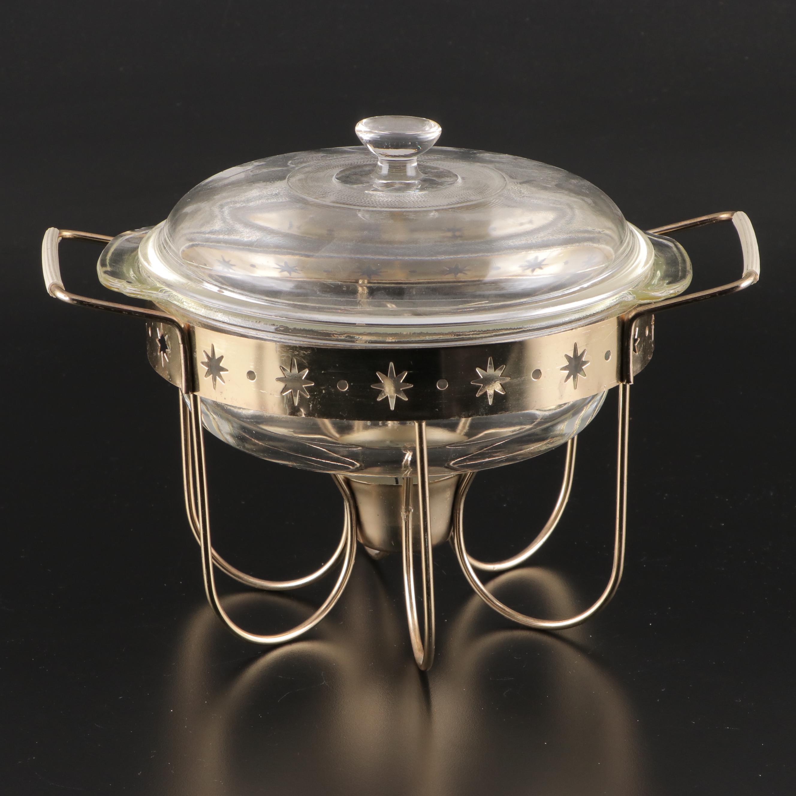 Pyrex "Golden Hearts" Casserole with Carafe and Casserole with Stands