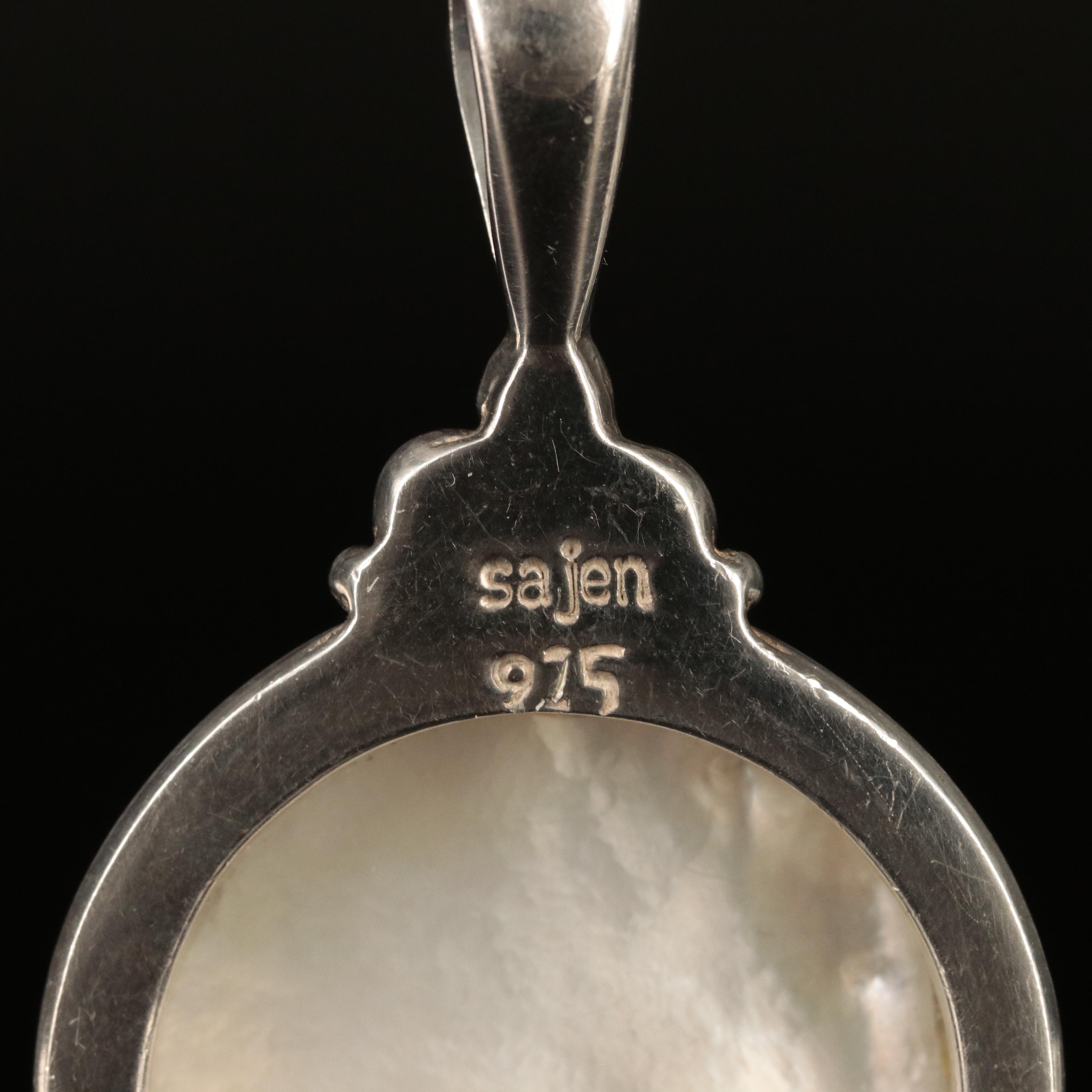 Sajen Sterling Mother-of-Pearl, Amethyst and Glass Carved Fox Pendant