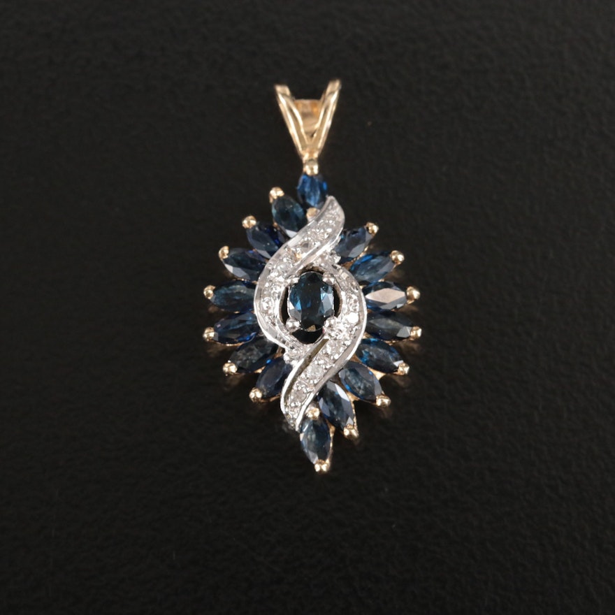 10K Sapphire and Diamond Pendant