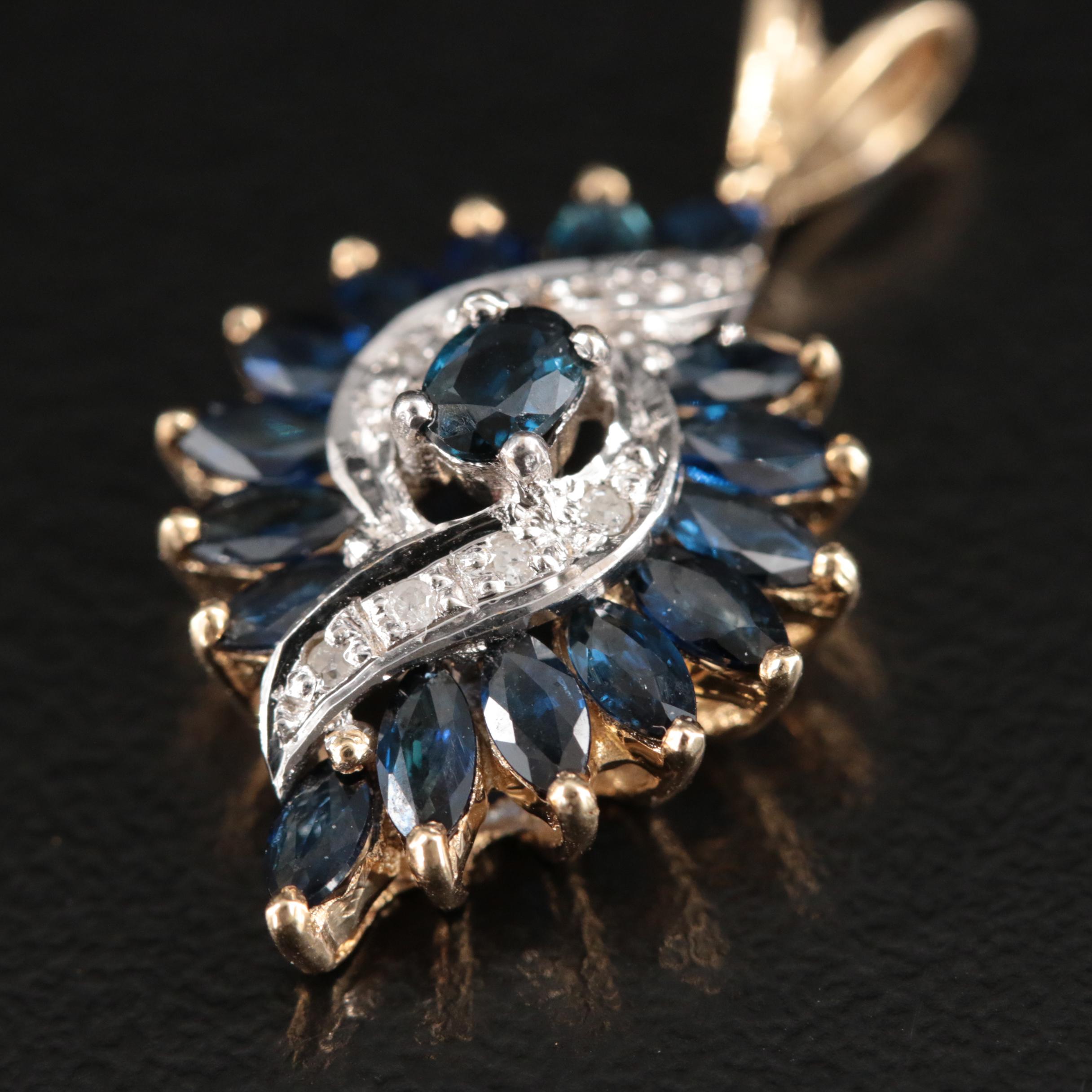 10K Sapphire and Diamond Pendant