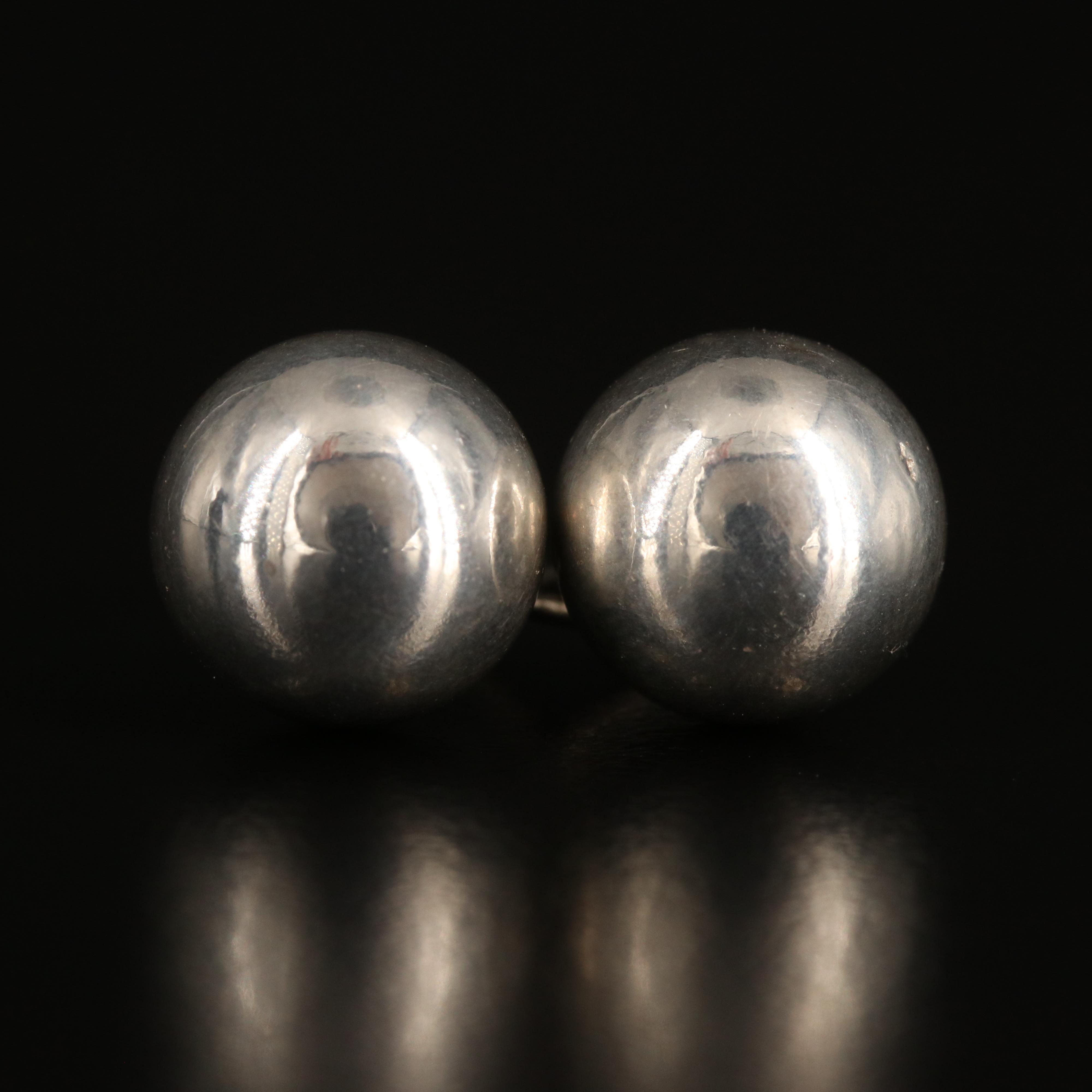 Tiffany & Co. Sterling Graduated Beaded Necklace and Stud Earrings