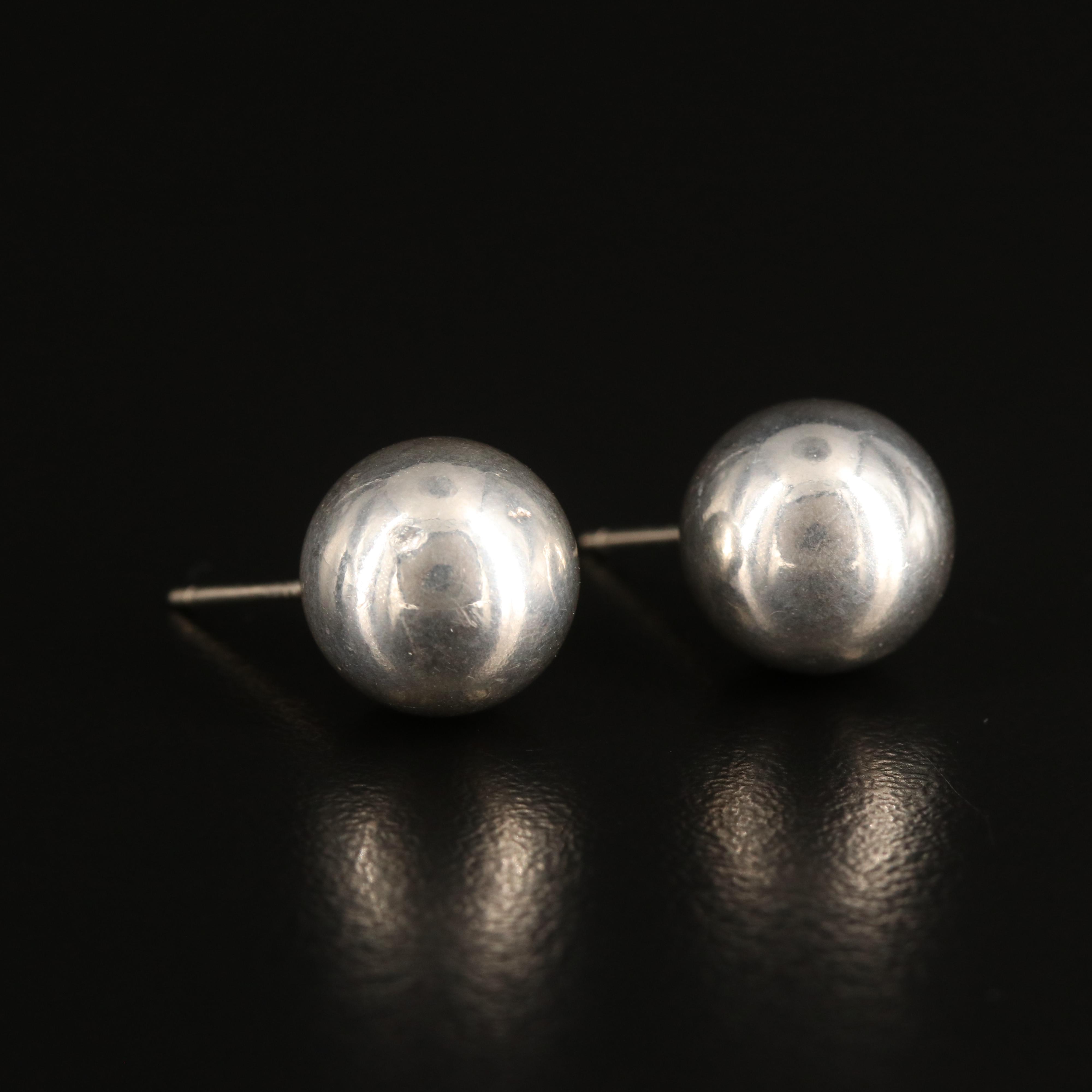 Tiffany & Co. Sterling Graduated Beaded Necklace and Stud Earrings