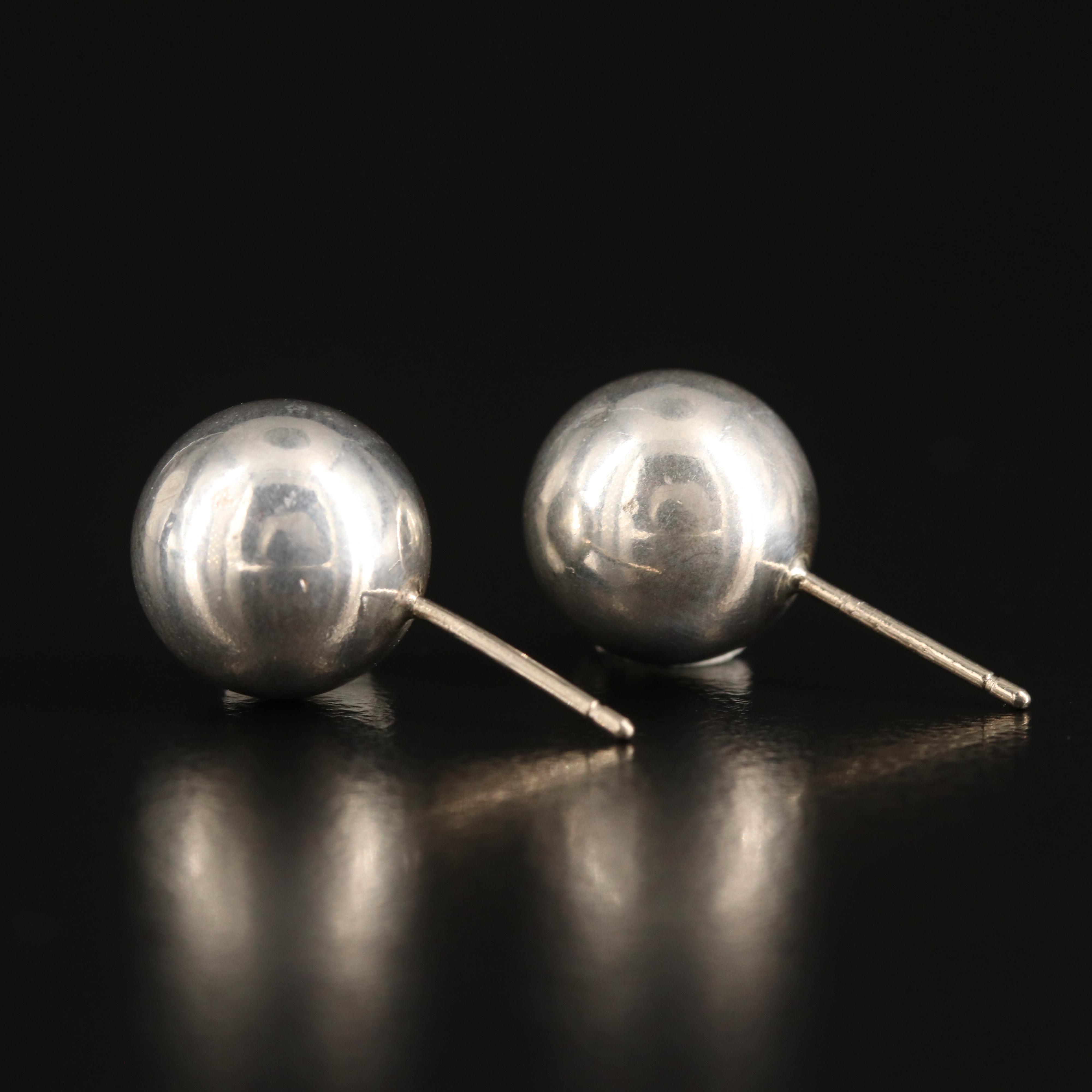 Tiffany & Co. Sterling Graduated Beaded Necklace and Stud Earrings