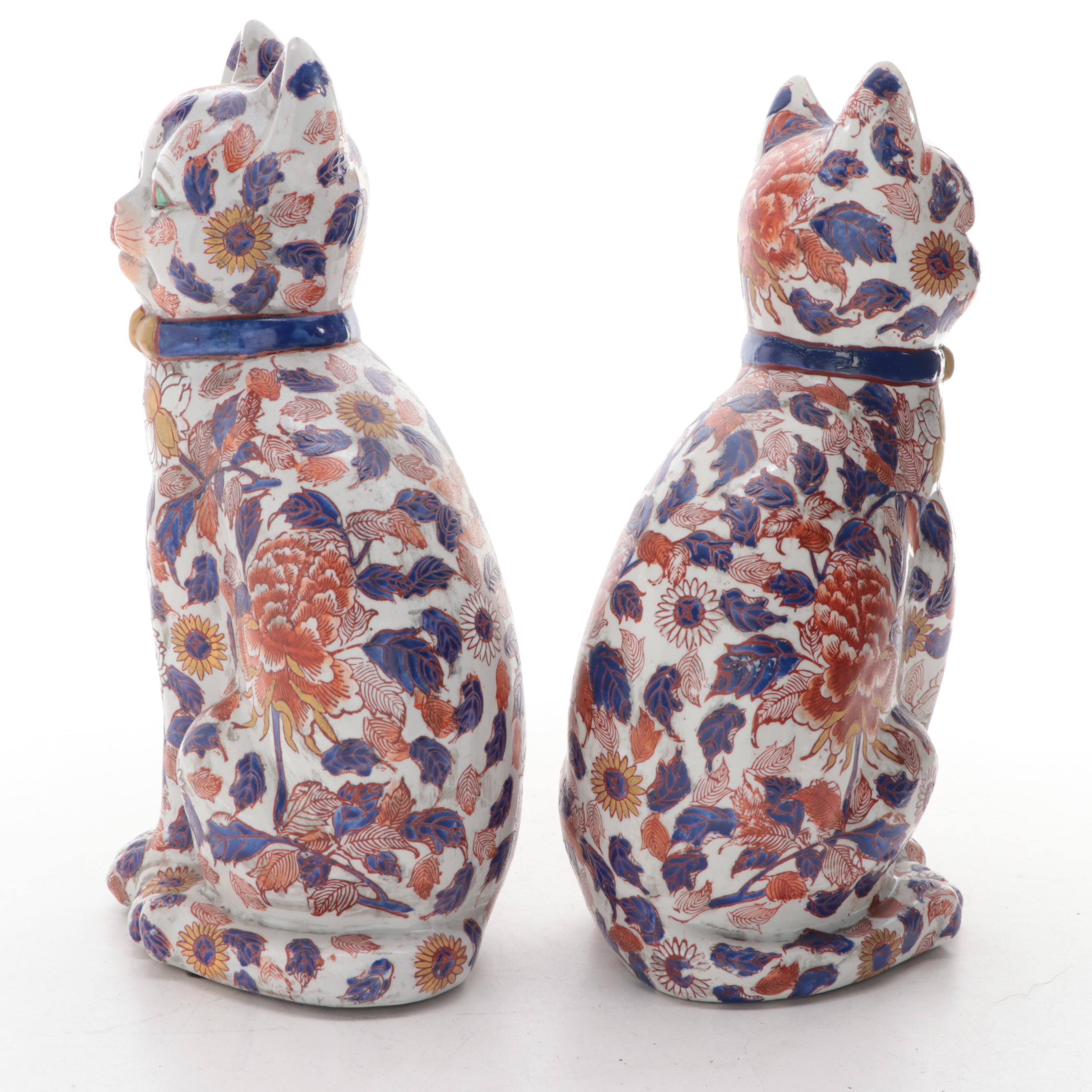 Japanese Porcelain Imari Cat Figurines